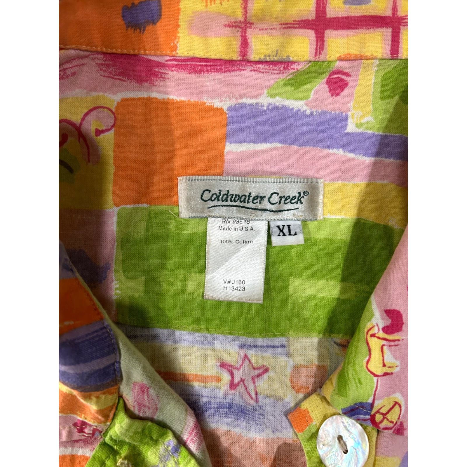 Coldwater Creek Coldwater Creek Jacket Womens XL Multicolor Button Front Lightweight Beaded Casual Spring Summer Fall Knit Stretch Regular Geometric Cotton Rayon Size XL / US 12-14 / IT 48-50 - 3 Thumbnail
