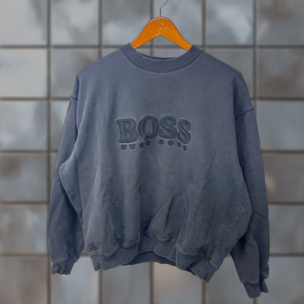 Hugo Boss Vintage Hugo Boss Sweatshirt M Black 90s Logo Hooded Crew Neck Long Sleeve Pullover Cotton Fleece Midweight Mens Size US M / EU 48-50 / 2 - 1 Thumbnail