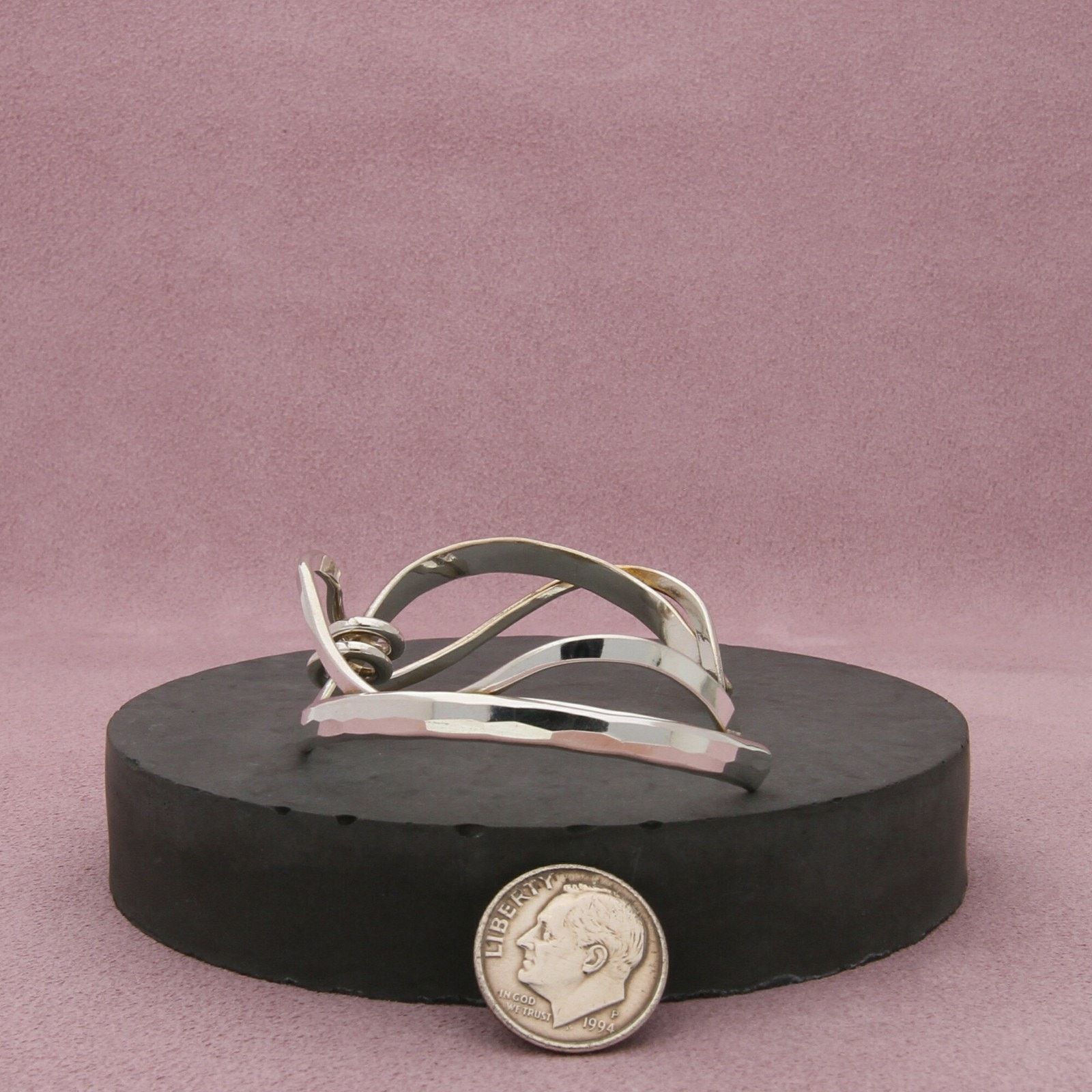 Sterling Silver sterling silver hammered wire cuff bracelet size 6.5in Size ONE SIZE - 2 Thumbnail