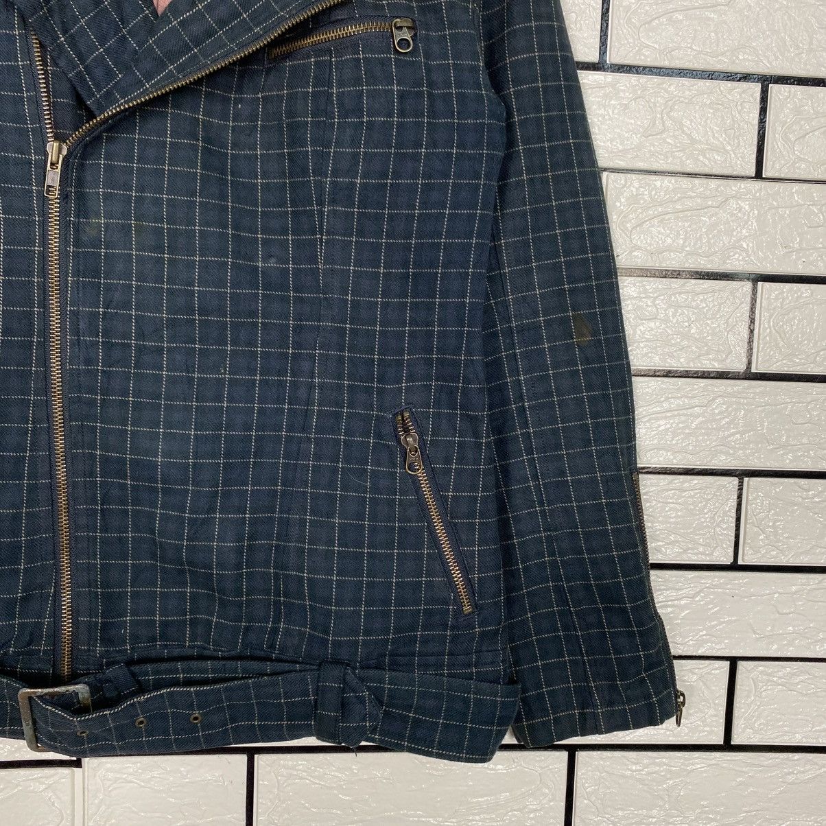Issey Miyake 📌Biker Jacket Double Collar Nicole Club Tartan Bondage Size US M / EU 48-50 / 2 - 6 Thumbnail