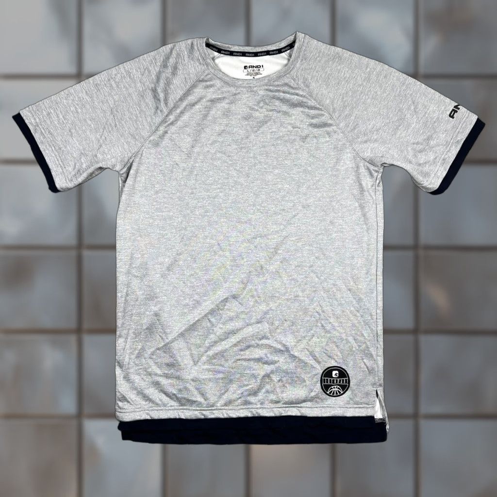 Vintage AND1 Legendary Basketball Mens T-Shirt XL Light Gray Navy Blue Short Sleeve Size US XL / EU 56 / 4 - 1 Thumbnail