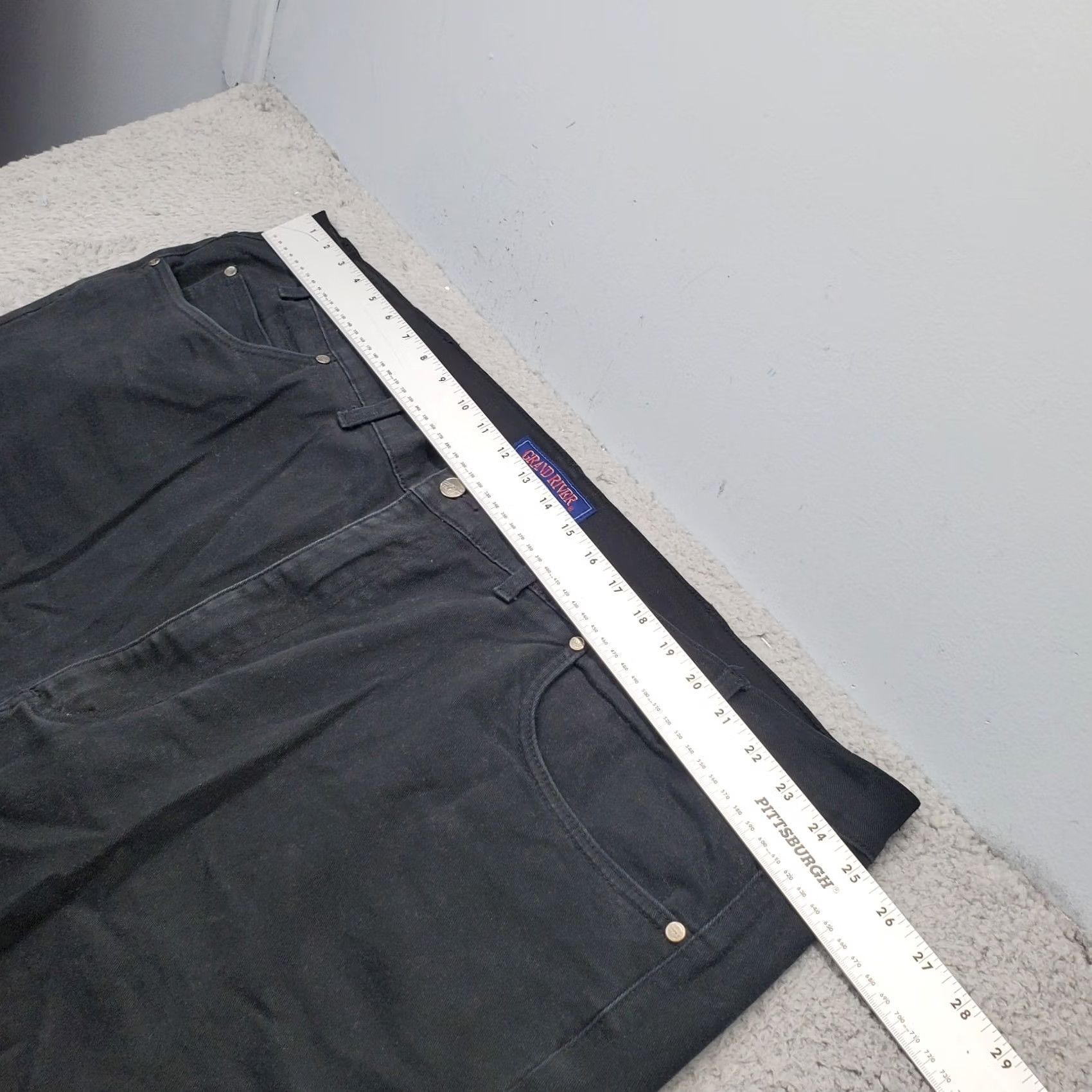 Vintage Grand River Jeans Men 50x30 Black Denim High Rise Dark Wash Relaxed Fit Straight Jeans Mens Size 50 Black Denim Straight 50x30 Size US 34 / EU 50 - 5 Thumbnail