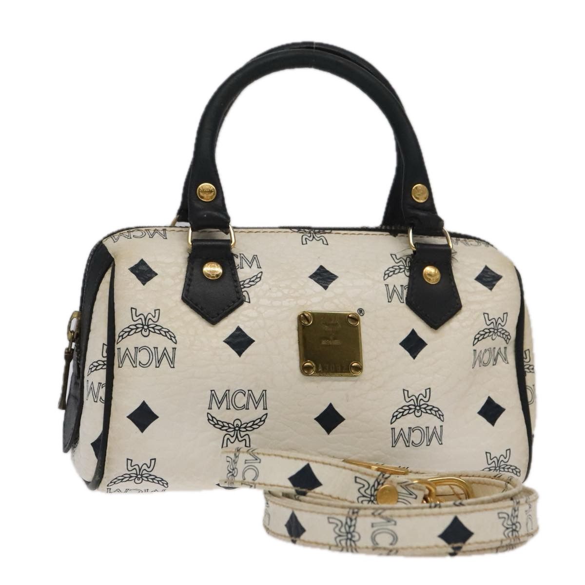 MCM Visetos White Canvas Handbag (Pre-Owned) Size ONE SIZE - 1 Thumbnail