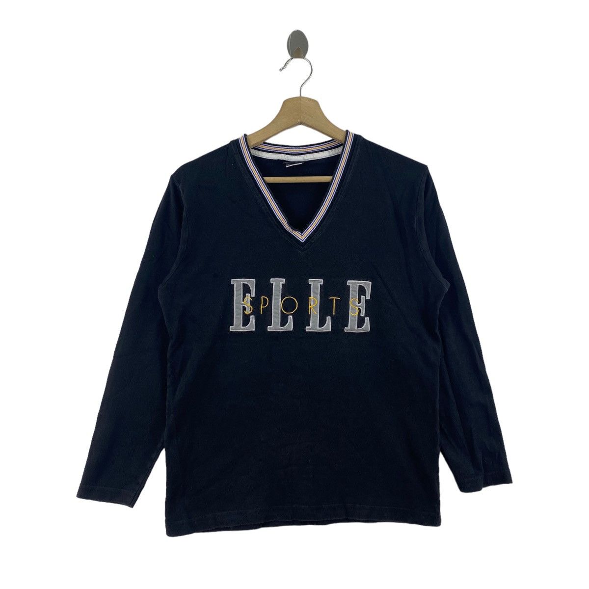 Other ELLE SPORT Big Long Design V-neck Style Black Long Sleeve Size S / US 4 / IT 40 - 1 Thumbnail