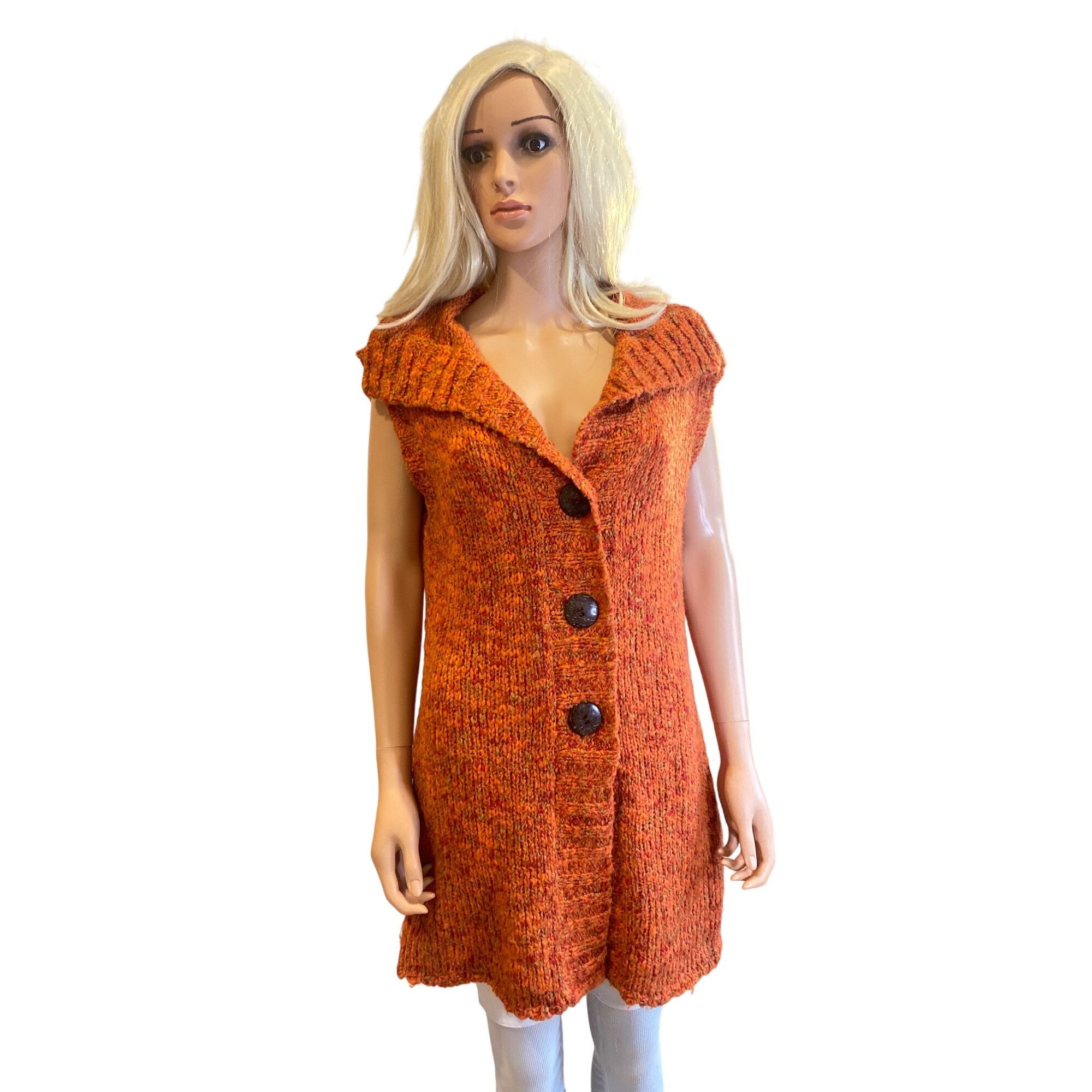Other Chico's Crochet Long Sweater Cardigan Vest W's M Wool Blend Size M / US 6-8 / IT 42-44 - 9 Thumbnail