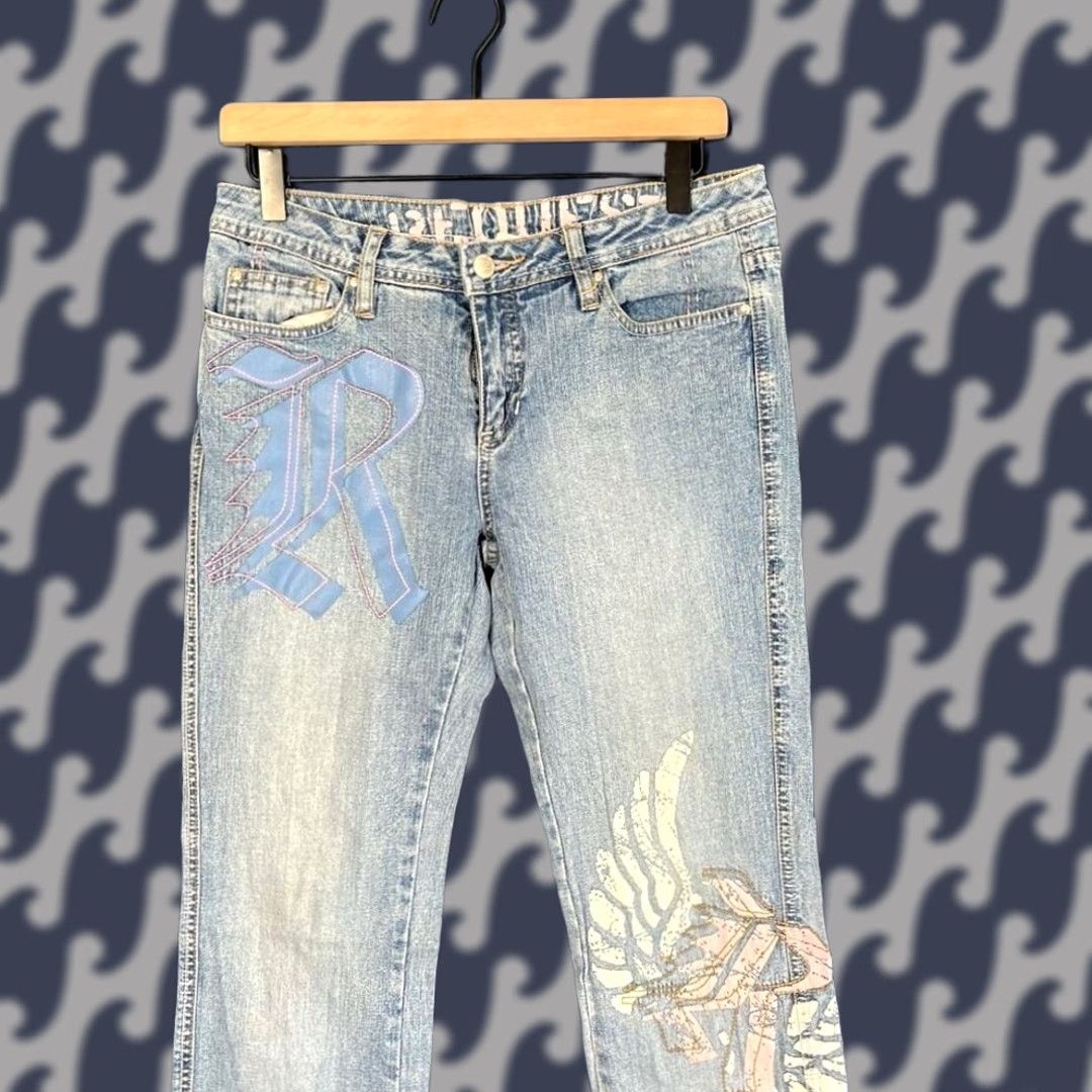 Vintage VINTAGE Request Jeans Womens 29 Light Wash 5-Pocket Bootcut Denim Blue Logo Hip Hop Rock Size 29" - 1 Thumbnail