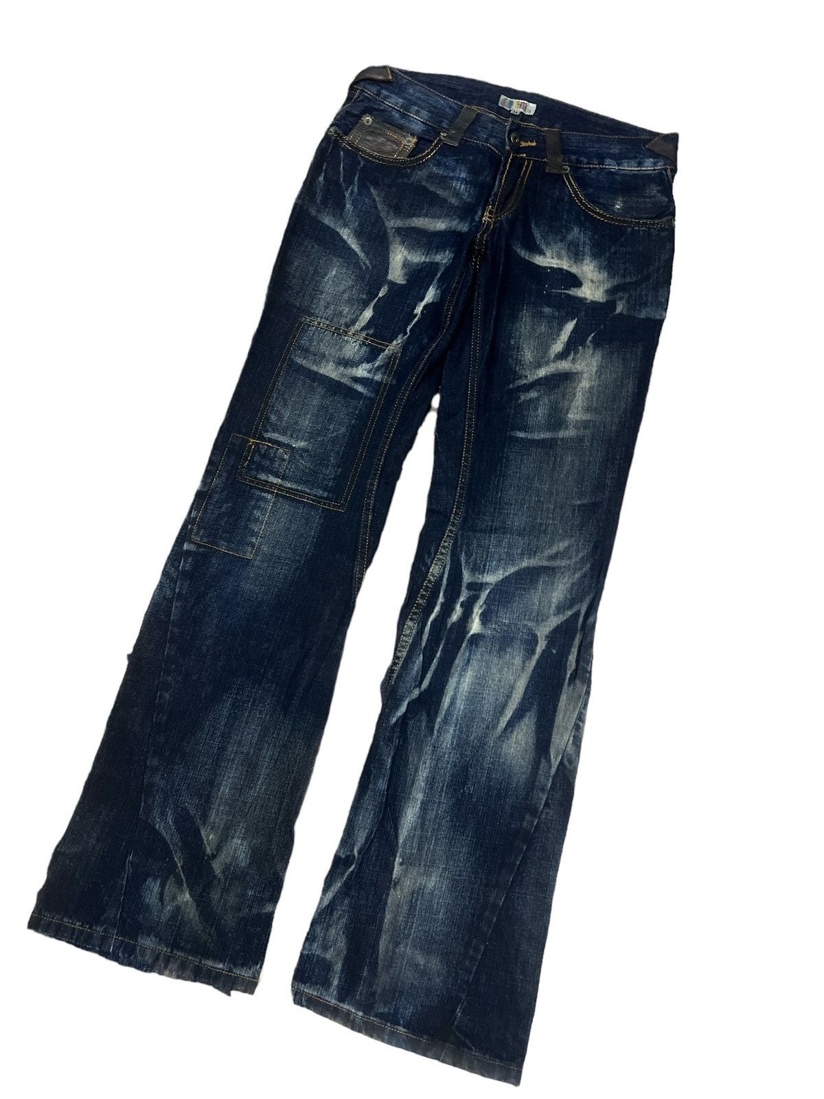 Japanese Brand × Vintage FLARED🔥SICK‼️UNKNOWN DISTRESSED DENIM PANT Size US 29 - 5 Thumbnail