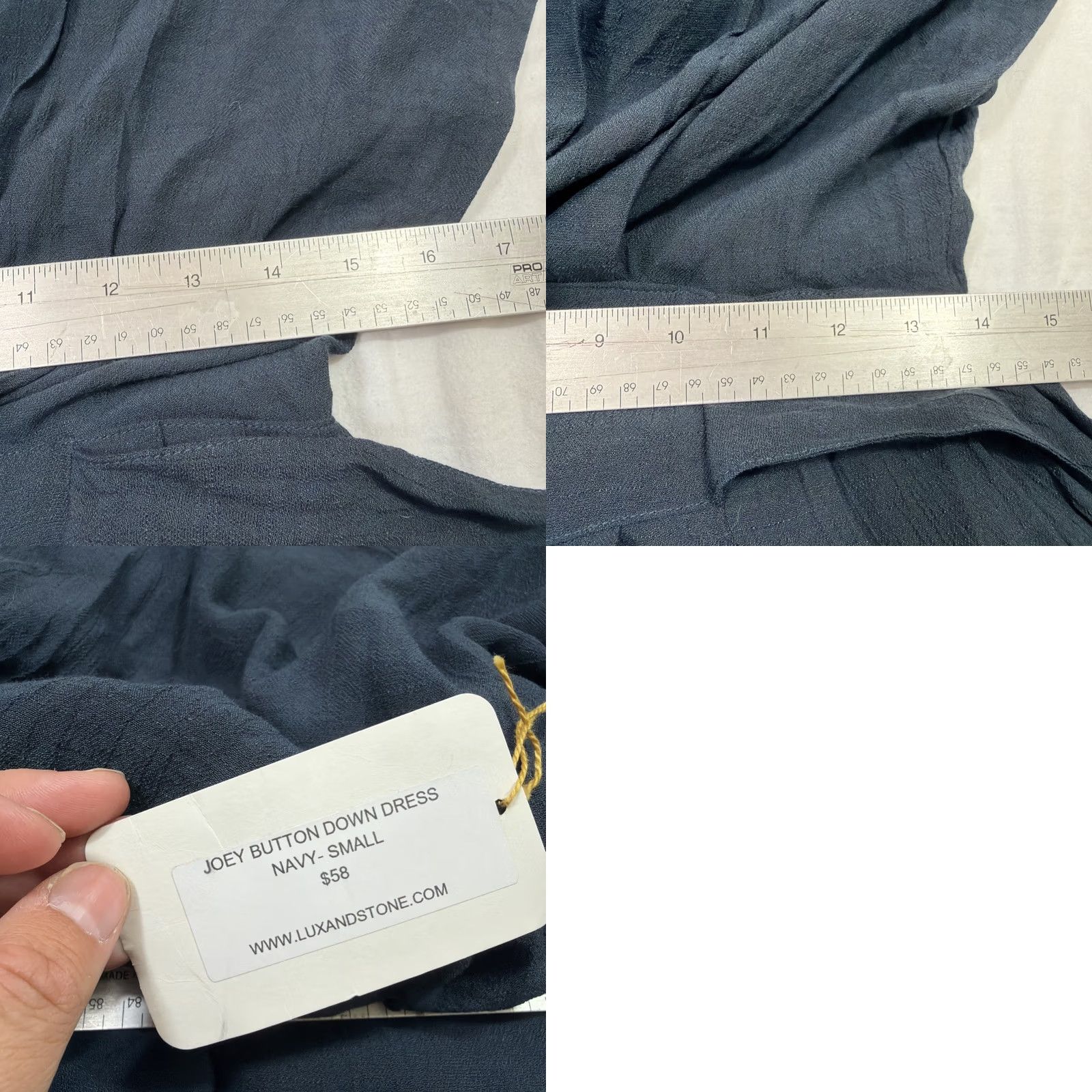 Vintage Wishlist Dress Navy Blue Women’s Short Sleeve Tie Front Polyester Knee Length Fit & Flare S Size 28" / US 6 / IT 42 - 11 Thumbnail
