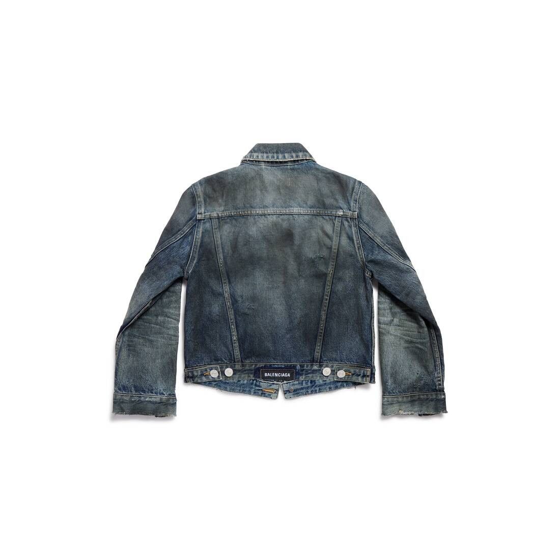 Balenciaga o1tr1nto0725 Dup / Shrunk Denim Jacket in Blue Size L / US 10 / IT 46 - 2 Thumbnail