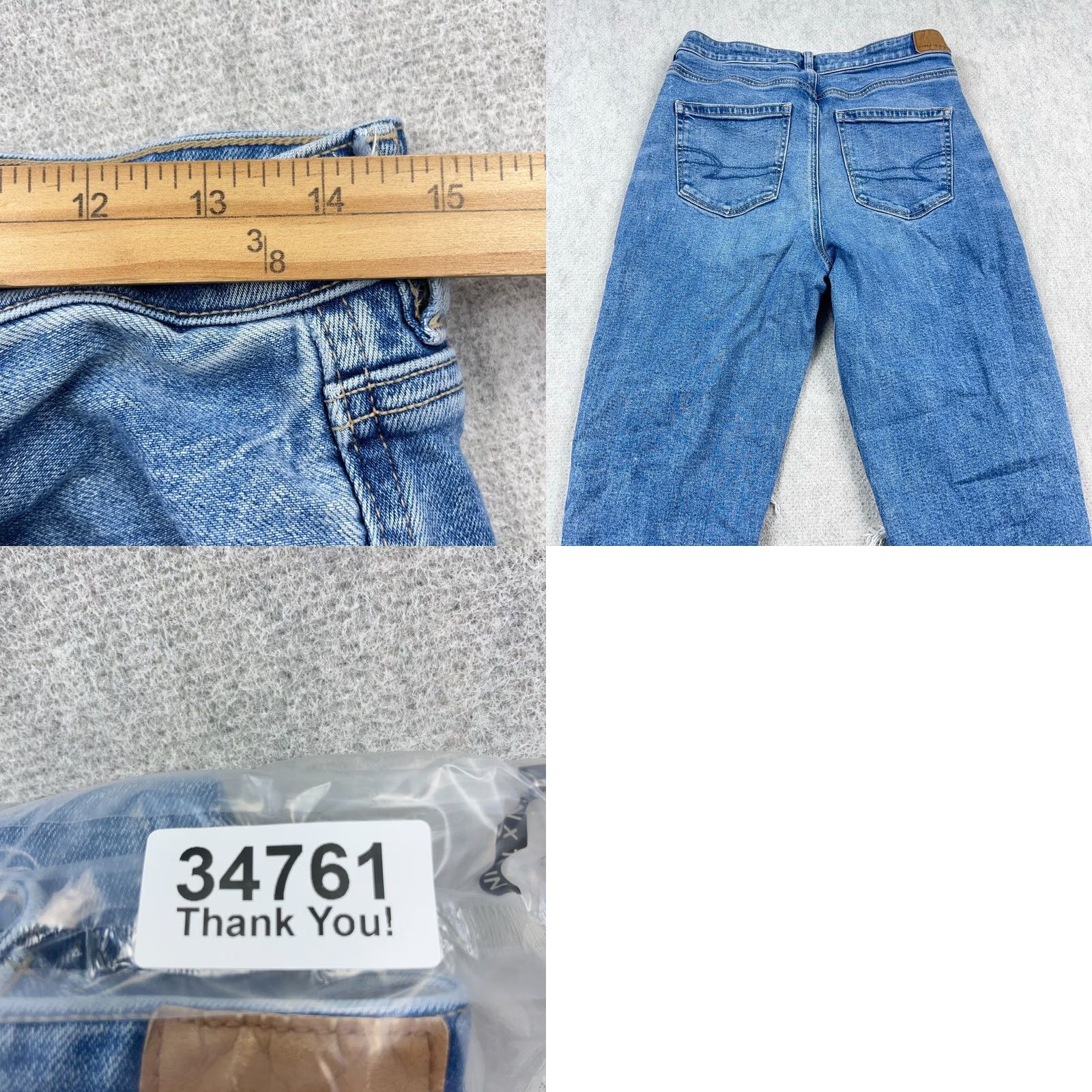 American Eagle Outfitters American Eagle Mom Jeans Women 8 Long Holes Distressed Baggy Stretch Med Wash Size 30" / US 8 / IT 44 - 9 Thumbnail