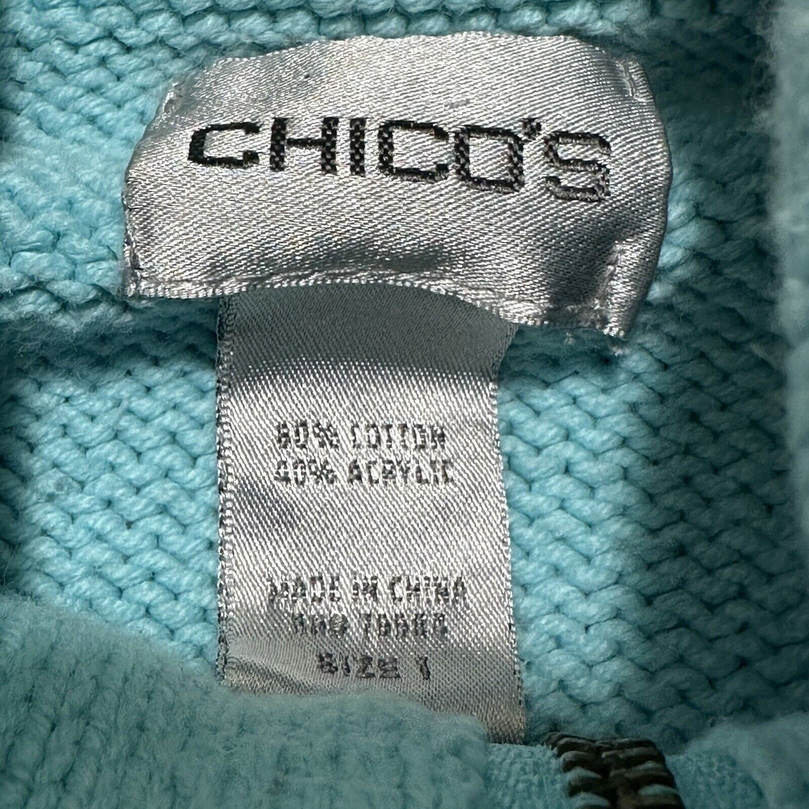 Chicos Chico's Medium Full Zip High Neck Cardigan Sweater Size M / US 6-8 / IT 42-44 - 3 Thumbnail