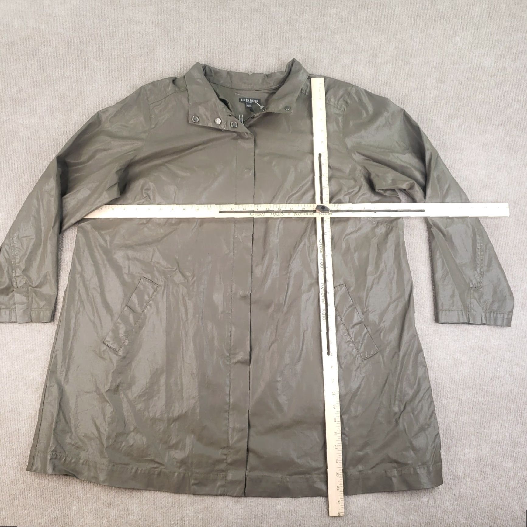 Eileen Fisher Eileen Fisher Jacket Women 2X Green Full Zip Lightweight Stretch Sheen Business Casual Travel Size XXL / US 16-18 / IT 52-54 - 2 Thumbnail