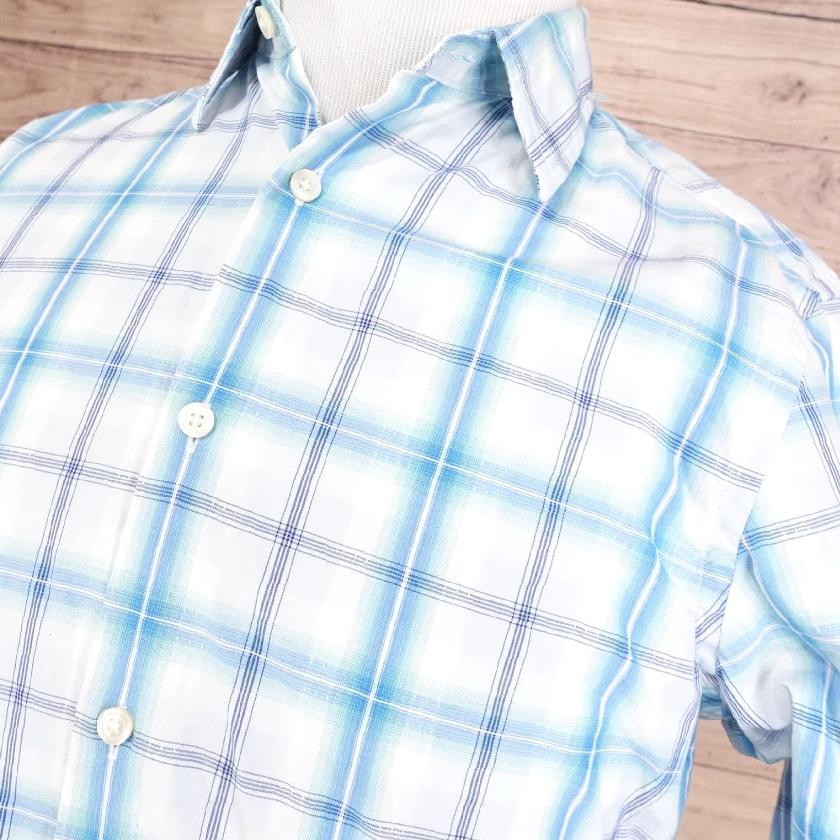 Banana Republic Banana Republic Shirt Mens Medium Blue Plaid Slim Fit Cotton Button Front Shirt Mens Medium Blue Plaid Slim Fit Cotton Button Up Front Size US M / EU 48-50 / 2 - 2 Thumbnail