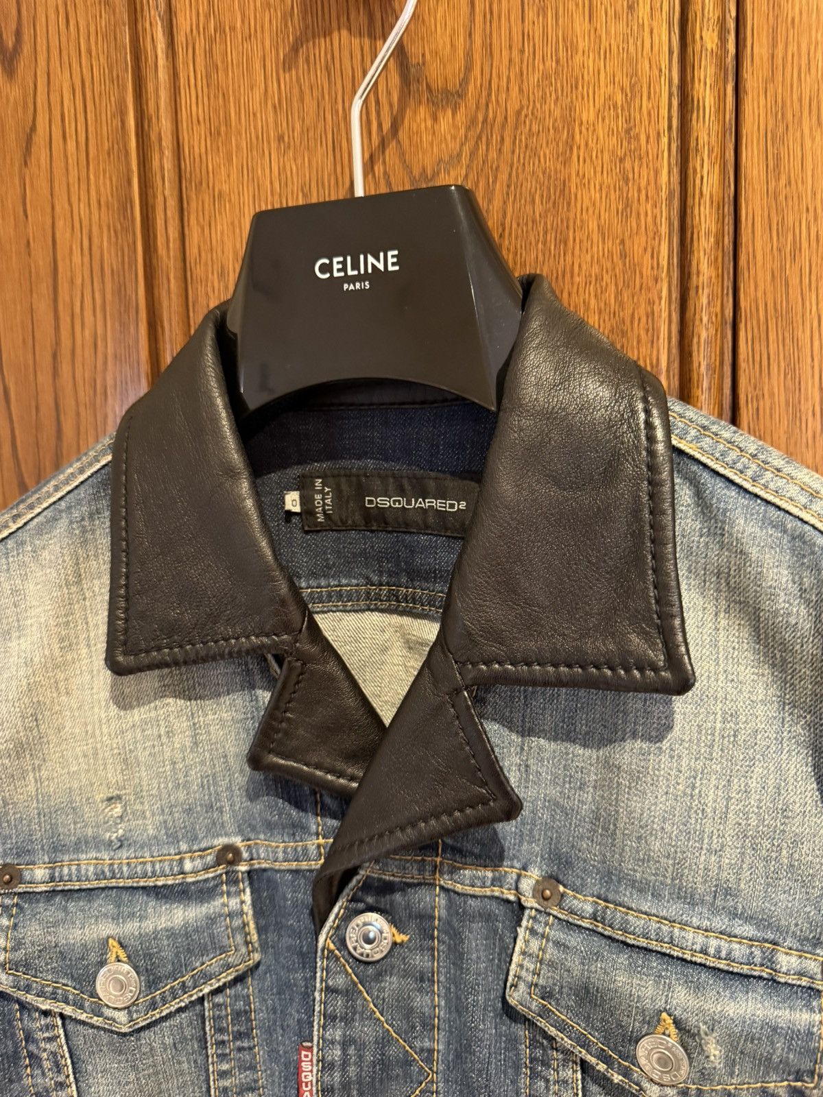 Dsquared2 SS14 Dsquared2 leather sleeve denim jacket collar 50 Grail Size US M / EU 48-50 / 2 - 13 Thumbnail