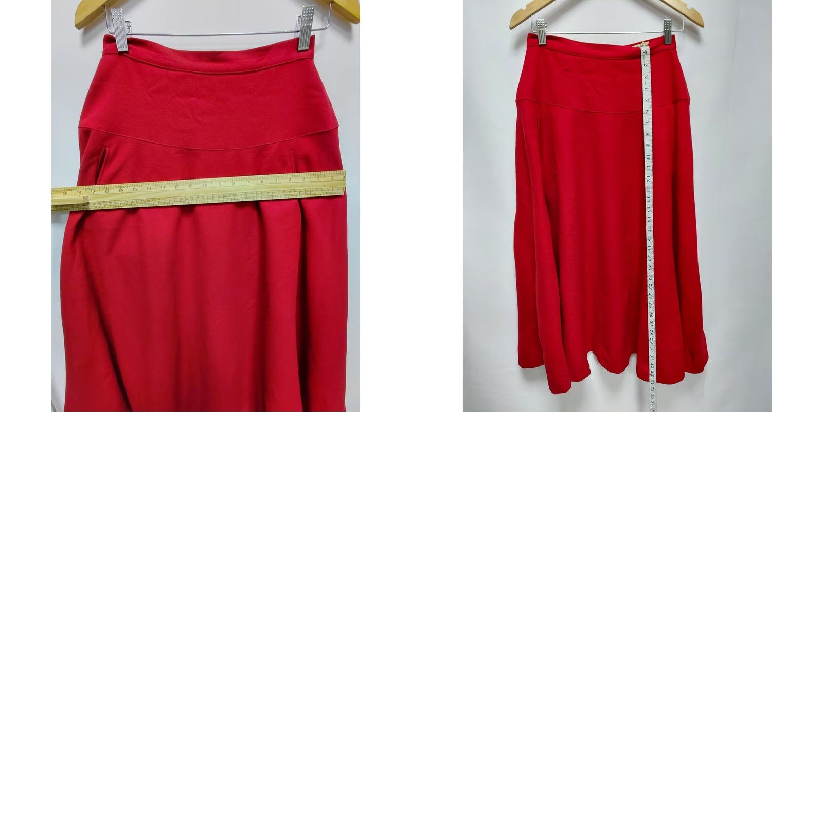 Missoni VINTAGE Missoni Donna Skirt Wool Red Women Midi A-Line Dry Clean Only, Made in Italy, Regular, Size M, Solid, Casual Party/Cocktail, Knee-Length Size 32" / US 10 / IT 46 - 8 Thumbnail