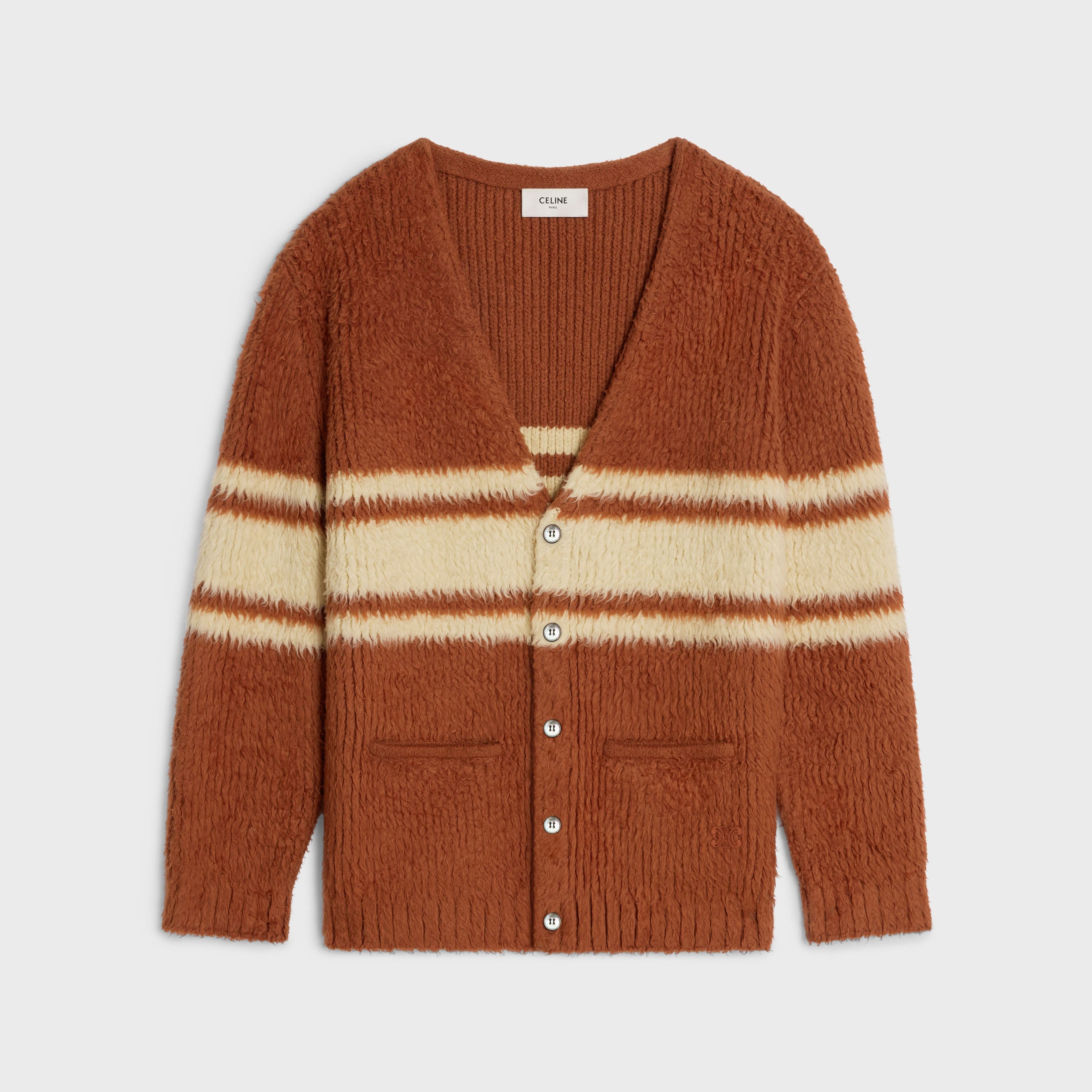 Celine long cardigan in striped brushed cotton Size US XL / EU 56 / 4 - 1 Thumbnail