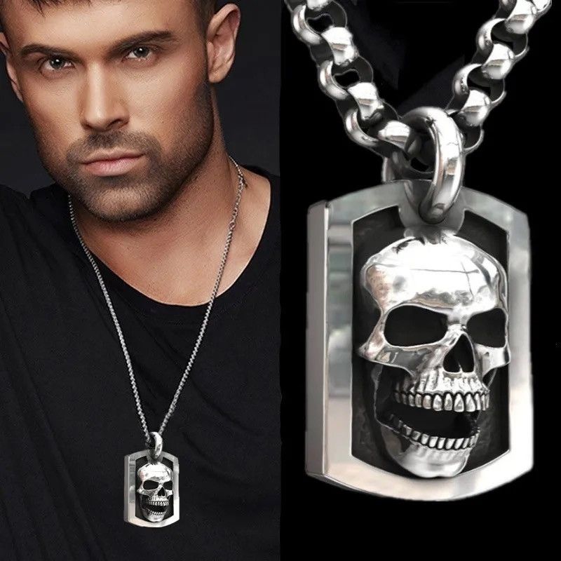 Jewelry Skull Punk Chain Skeleton Gothic Death Military Chrome Size ONE SIZE - 3 Thumbnail