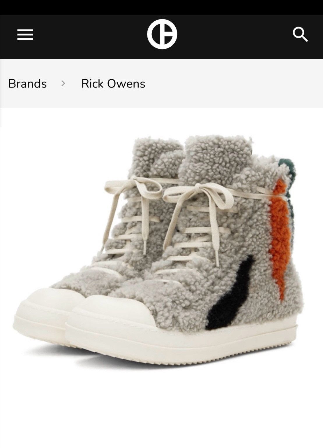 Rick Owens MAINLINE PEARL / MILK SHEARLING STROBE 43 10US GRAY Size US 10 / EU 43 - 8 Thumbnail