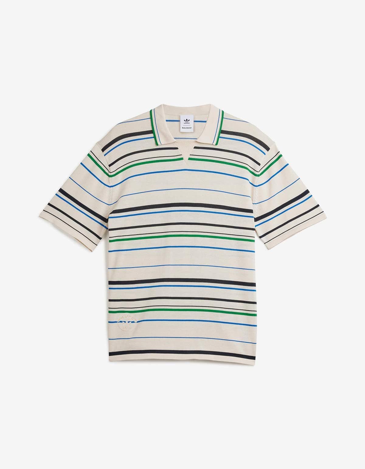 Adidas Wales Bonner x Adidas Wonder White Stripe Knit Polo Shirt Size US L / EU 52-54 / 3 - 1 Thumbnail