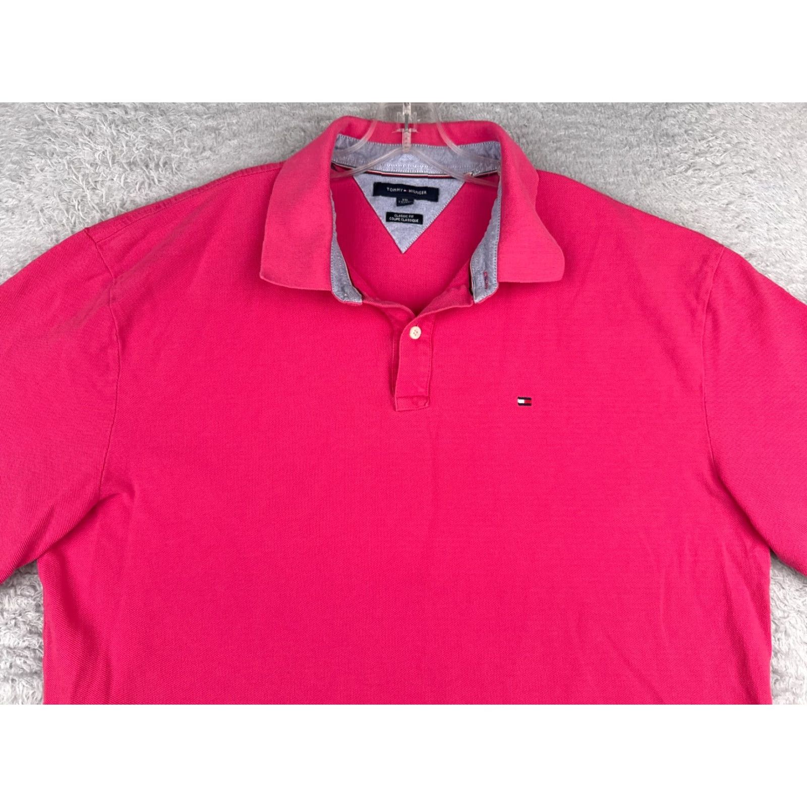 Tommy Hilfiger Tommy Hilfiger Polo Shirt Men 2XL Pink Classic Fit 100% Cotton Jersey Size US XXL / EU 58 / 5 - 4 Thumbnail