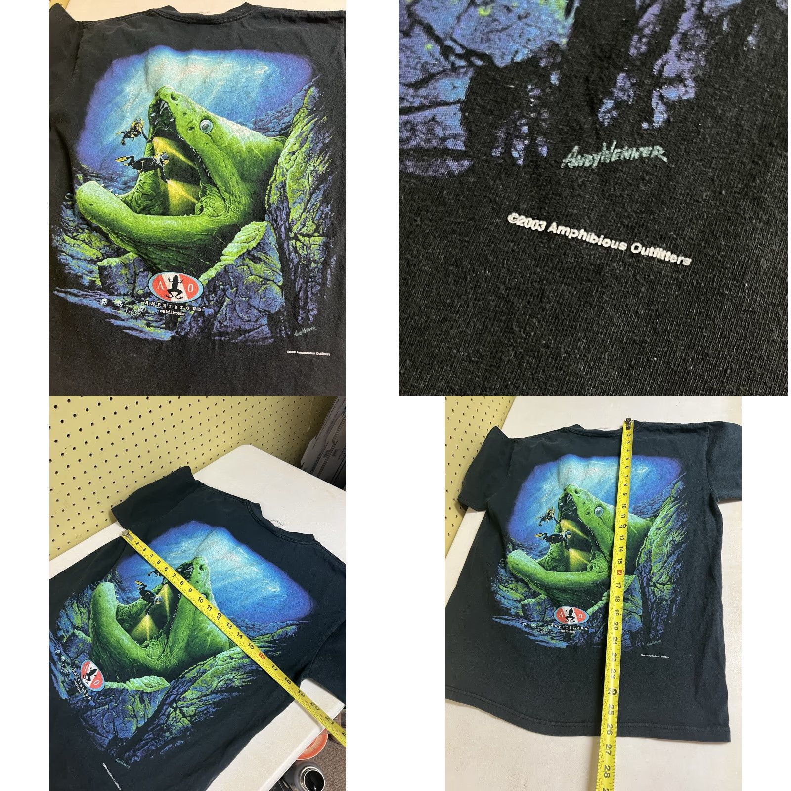 Fruit Of The Loom VINTAGE Fruit of the Loom T-Shirt Mens M Black Deep Sea Electric Eel Diving 90s Beach Nautical Fish Logo Pockets | Shirts | Mens | Black | 1990s Size US M / EU 48-50 / 2 - 8 Thumbnail