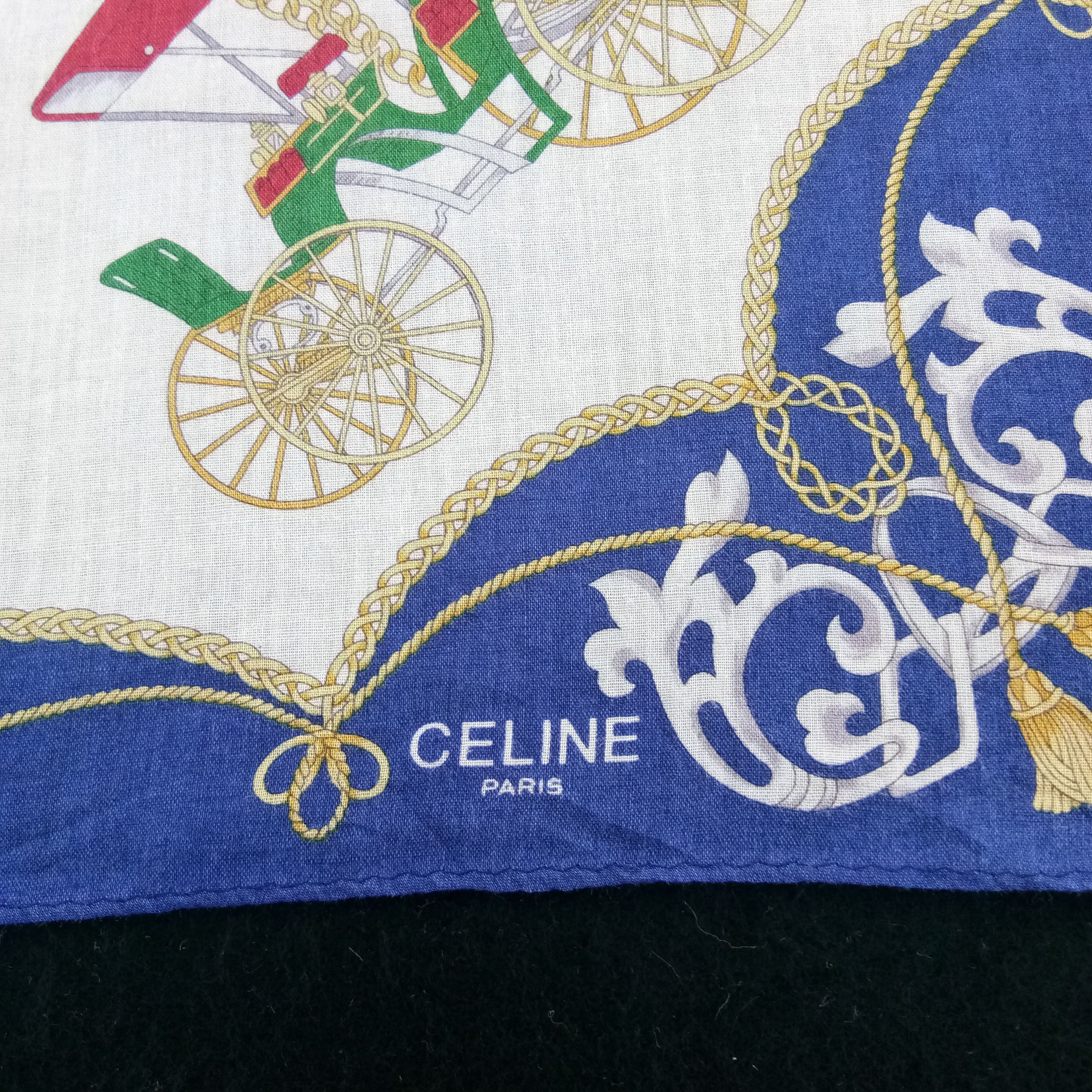 Celine Vintage Celine Horse Carriage & Bit Silk Scarf Navy Blue Size ONE SIZE - 3 Thumbnail