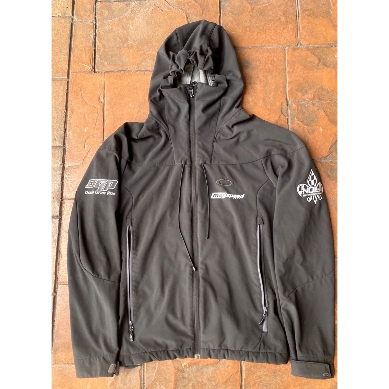 Oakley VINTAGE Oakley Grand Prix Team USA Hooded Tech Jacket Full Zip Fleece Lined Gorpcore Med Black Mens Hoodie Size US M / EU 48-50 / 2 - 2 Thumbnail