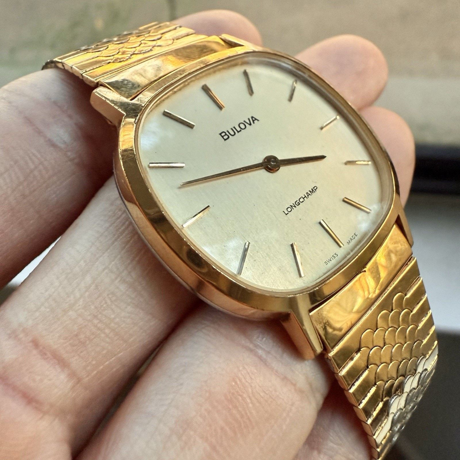 Bulova × Vintage Vintage Bulova Longchamp Swiss Watch Gold Tone Snake Scale Size ONE SIZE - 3 Thumbnail