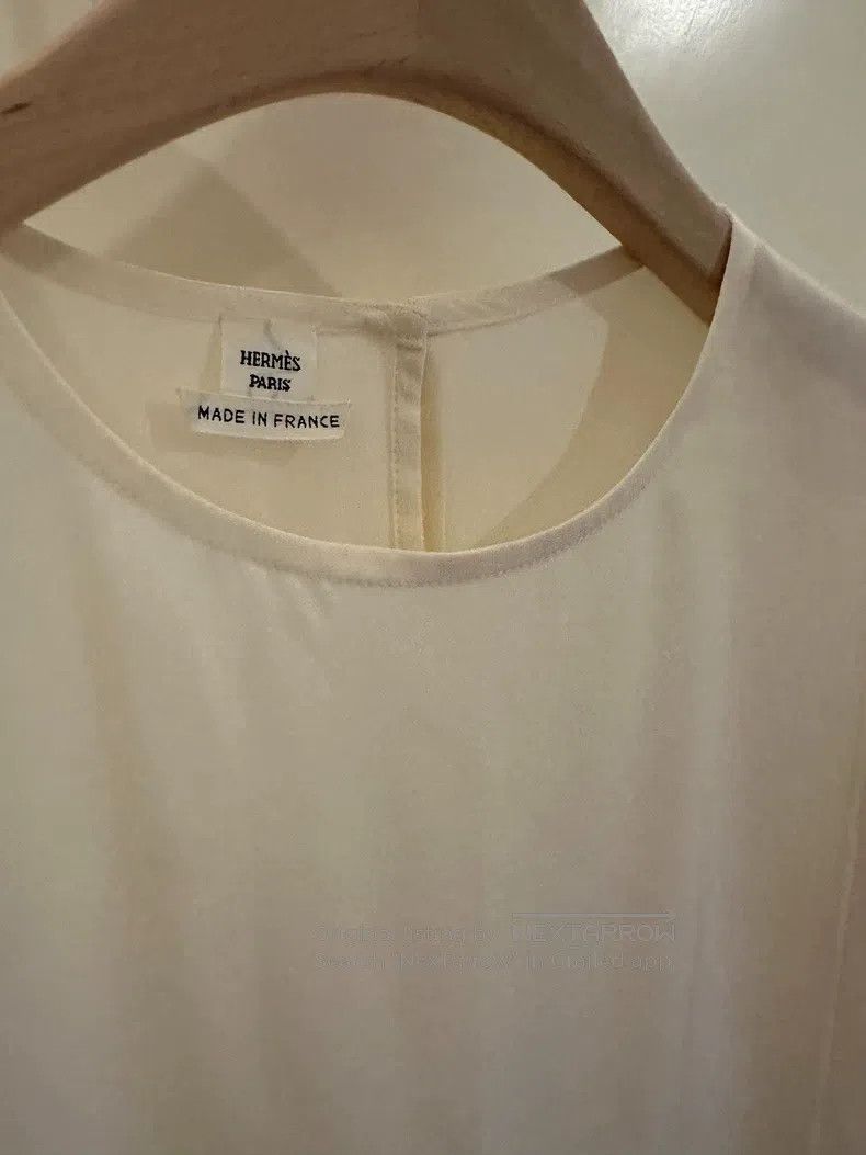Hermes Hermes White Mulberry Silk Short Sleeve Top Size XS / US 0-2 / IT 36-38 - 2 Thumbnail
