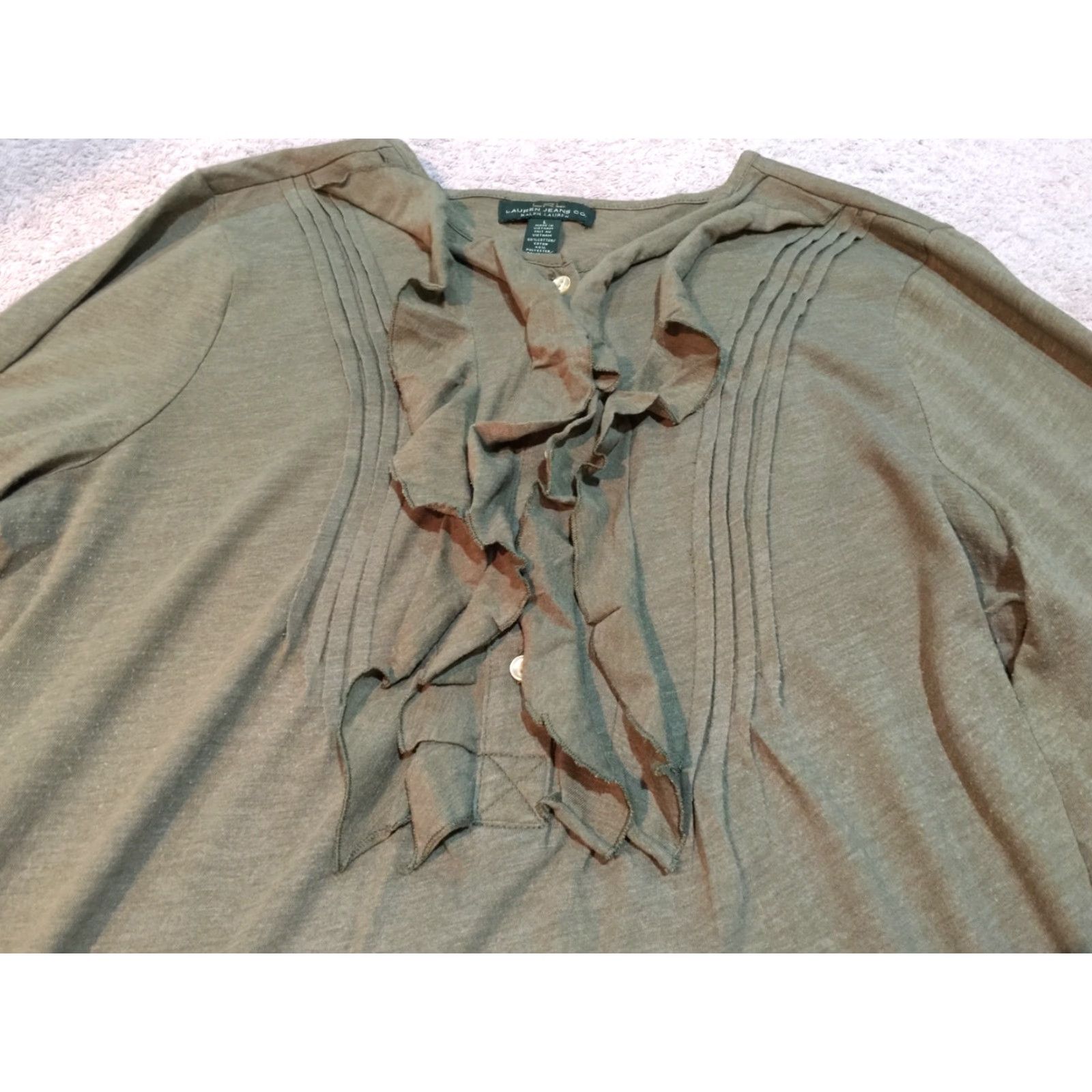 Ralph Lauren LAUREN RALPH LAUREN Solid Long Sleeve Blouse Women's Regular Size L Olive Size L / US 10 / IT 46 - 3 Thumbnail