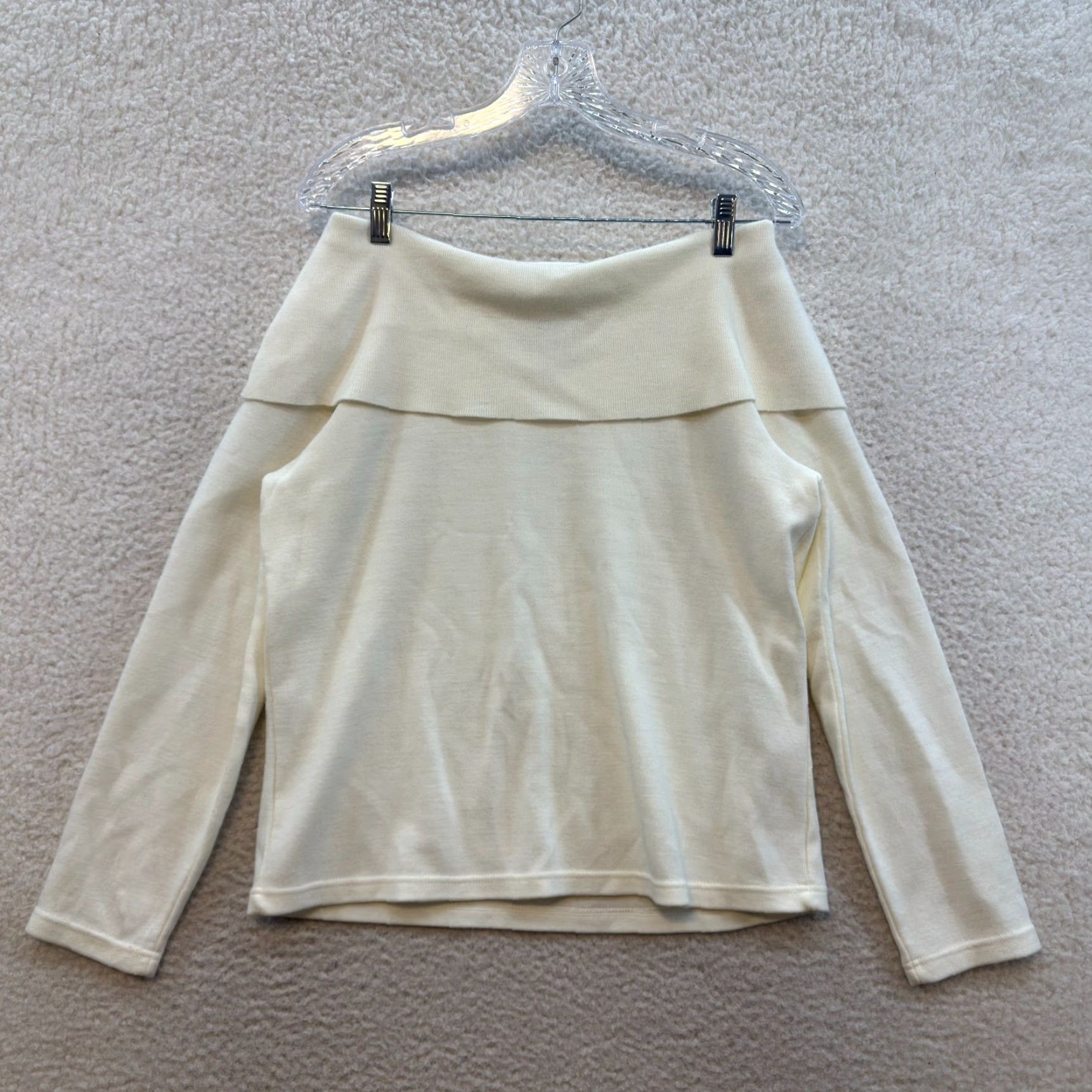 Vintage VINTAGE Off Shoulder Sweater Top Large XL White Cream Ivory Knit Cold Shoulder Women L Sweater Pullover Size L / US 10 / IT 46 - 2 Thumbnail