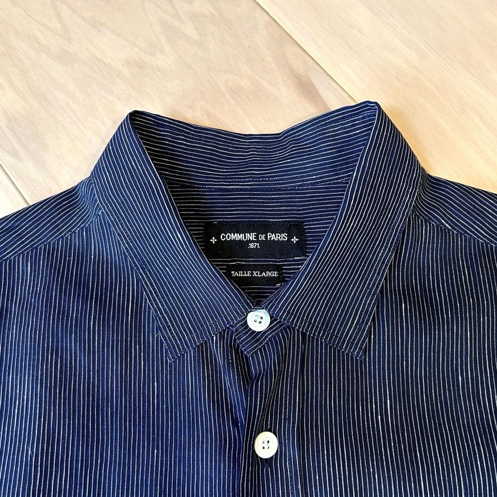 Vintage VINTAGE Commune De Paris .1871 Linen Button-Up Shirt Striped Long Sleeve Men’s XL Blue Size US XL / EU 56 / 4 - 4 Thumbnail
