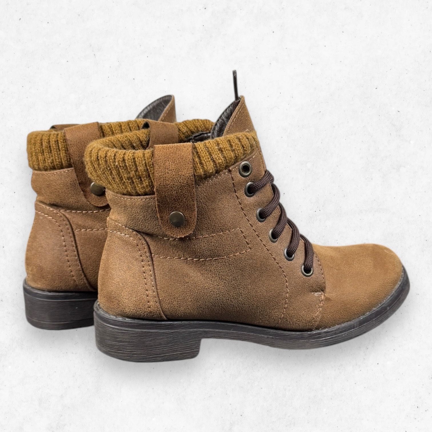 Other Urban CKlass Tan Brown Knit Cuff Lace Up Combat Boots Sz 7 Size US 7 / IT 37 - 4 Thumbnail