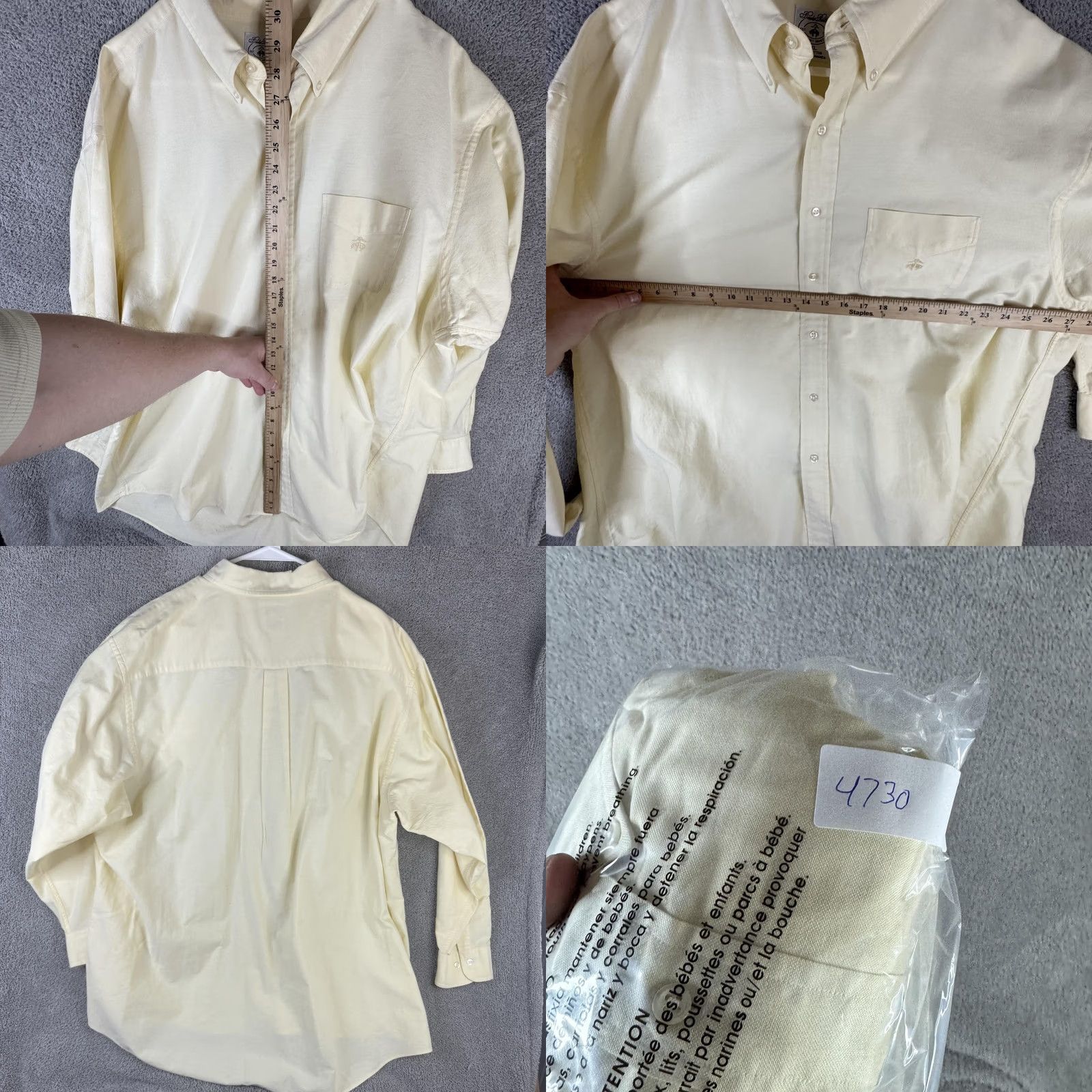 Brooks Brothers Brooks Brothers Shirt Mens XL Yellow Solid Cotton Button Down Sport Casual Size US XL / EU 56 / 4 - 9 Thumbnail