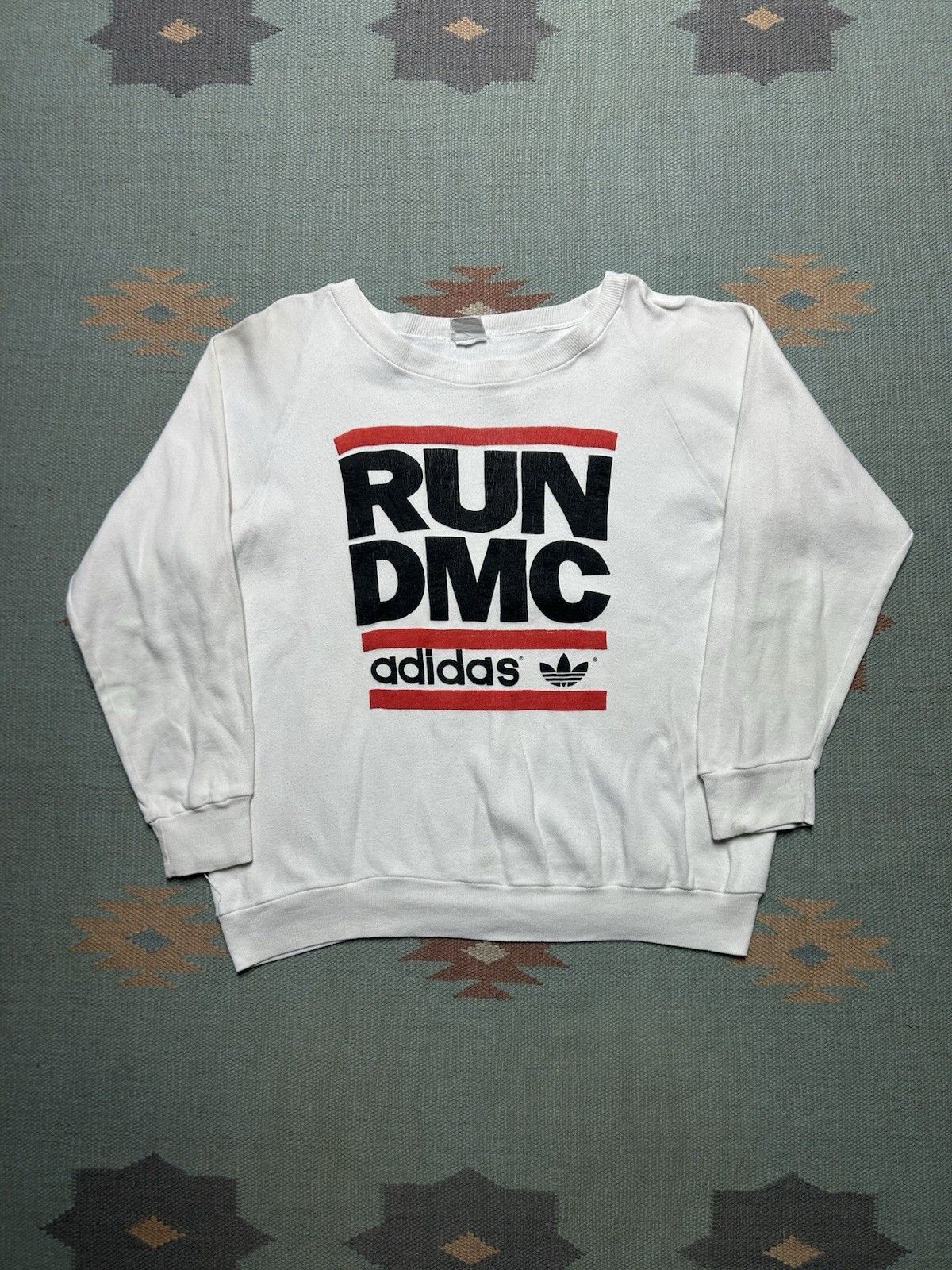 Vintage VTG 80s sweatshirt adidas Run DMC hip hop streetwear L/XL Size US L / EU 52-54 / 3 - 1 Thumbnail