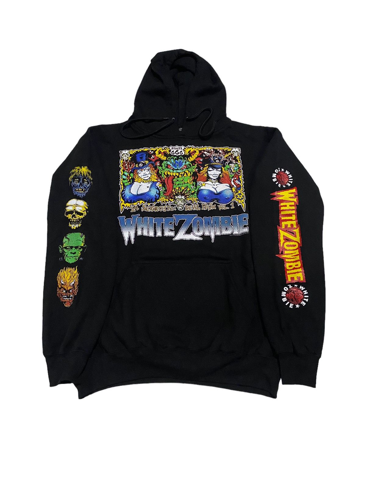 image of Band Tees White Zombie : La Sexorcisto Tour Hoodie in Black, Men's (Size XL)