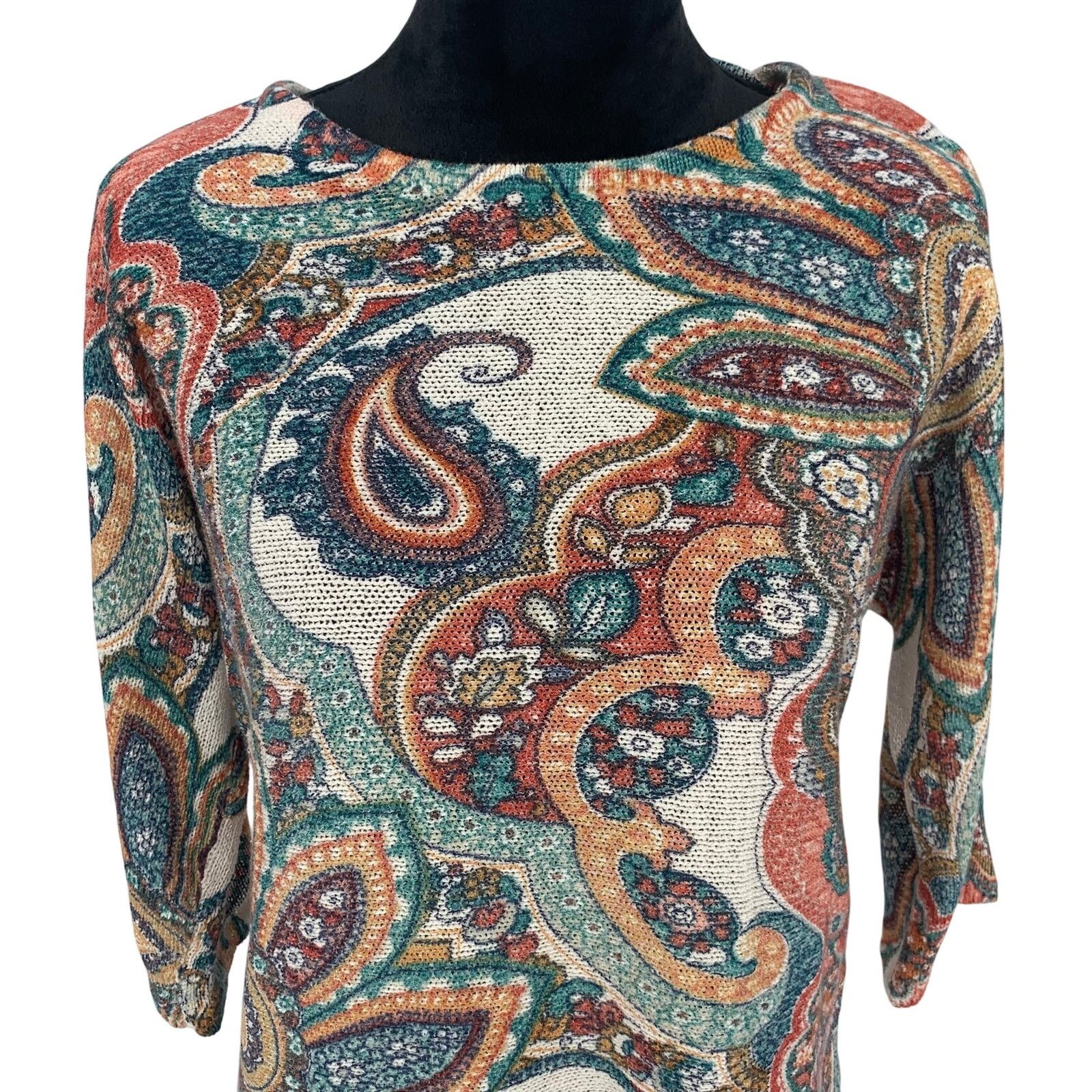 Chicos Chico's Cross Back Shirt Womens Size 1 Medium Brown Blue Size M / US 6-8 / IT 42-44 - 4 Thumbnail