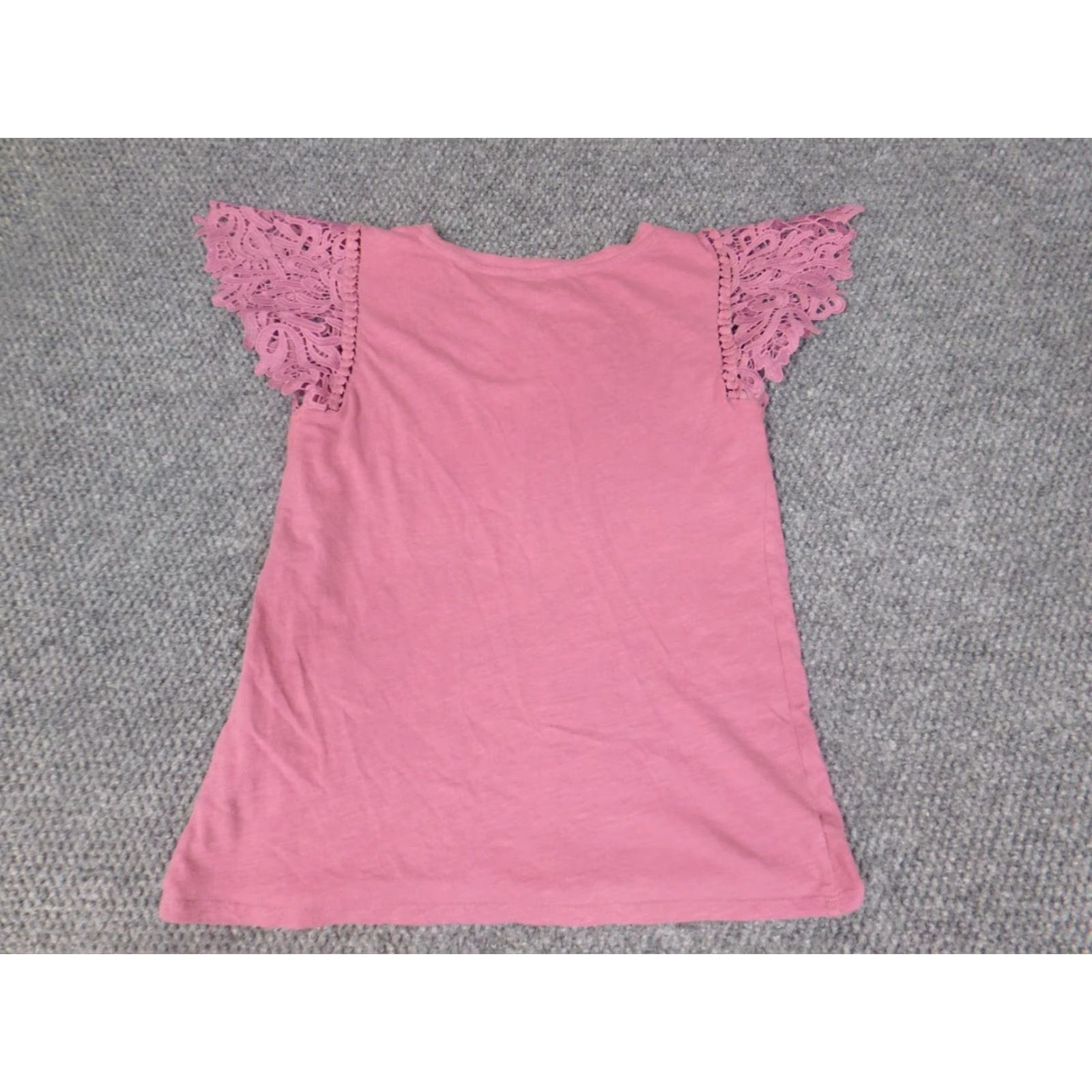 Ann Taylor Loft Ann Taylor Blouse Shirt Womens Petites Pink XS PXS Short Sleeve Crew Neck Pullover Solid Button Casual Stretch Size XS / US 0-2 / IT 36-38 - 7 Thumbnail