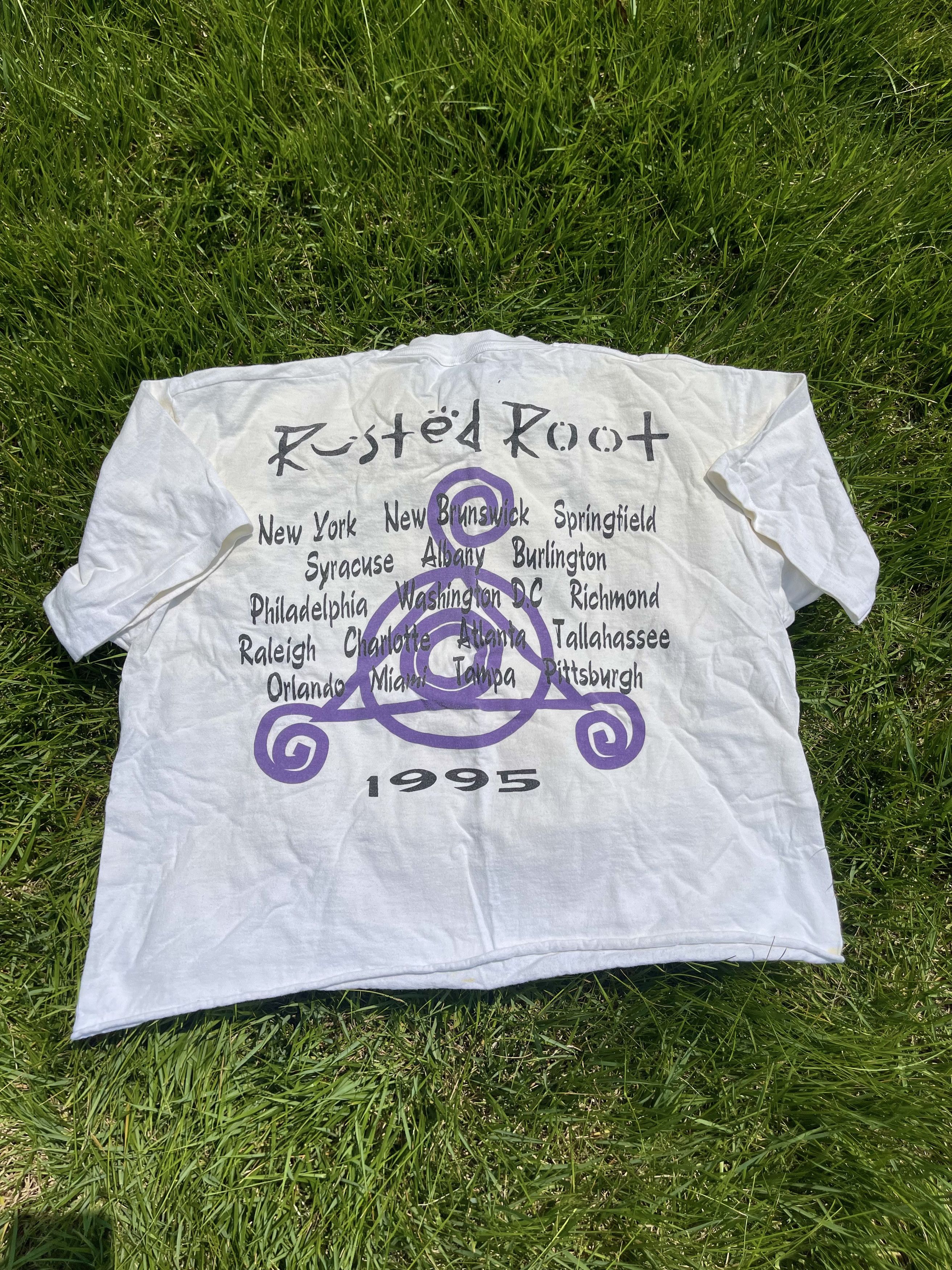 Band Tees × Vintage 1995 Rusted Root Crop 90's Vintage Rock Band Tour T-Shirt Size US XL / EU 56 / 4 - 4 Thumbnail