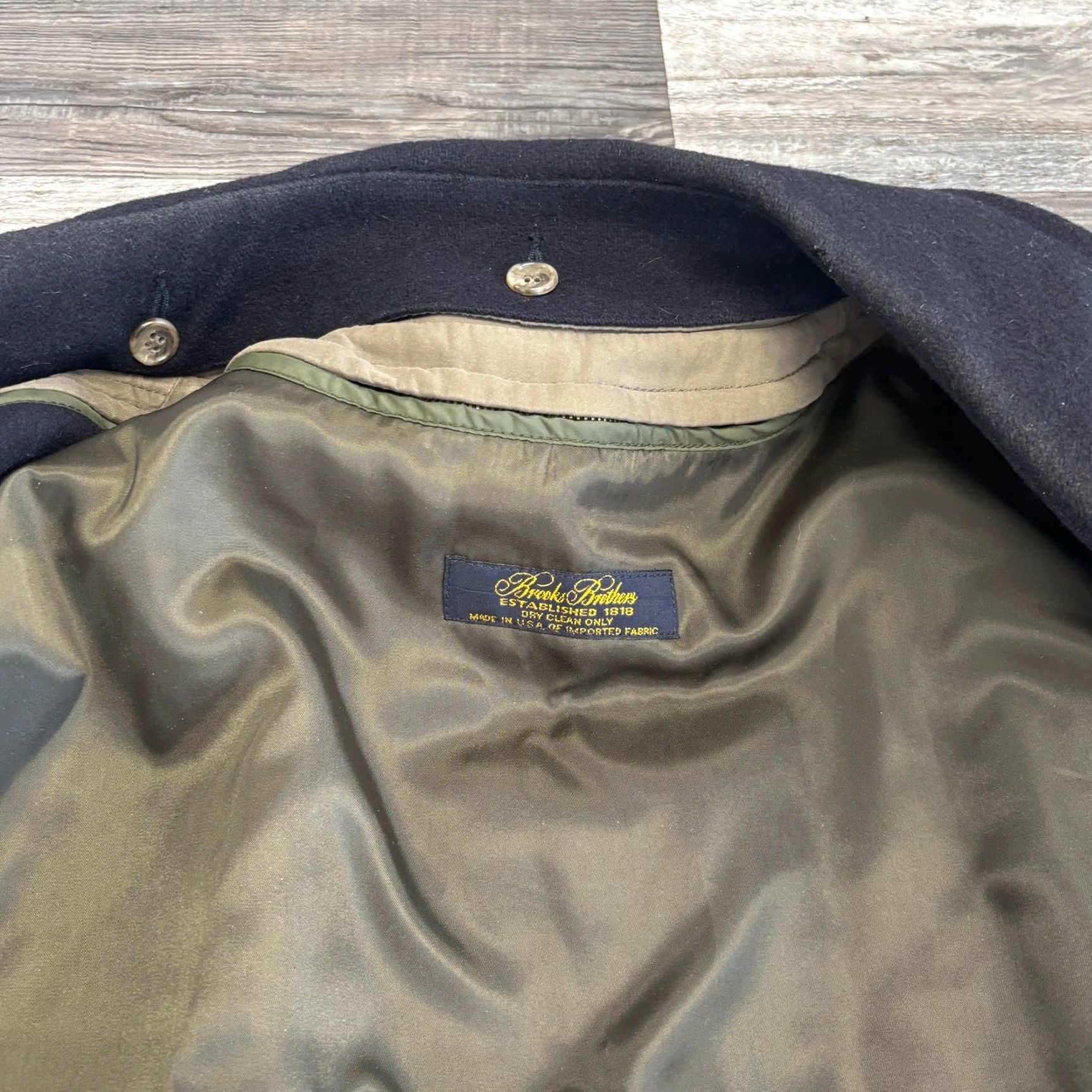 Brooks Brothers Brooks Brothers Green Mens Large Trench Coat Double Breasted Removable Collar Wool Outer Shell Size US L / EU 52-54 / 3 - 4 Thumbnail