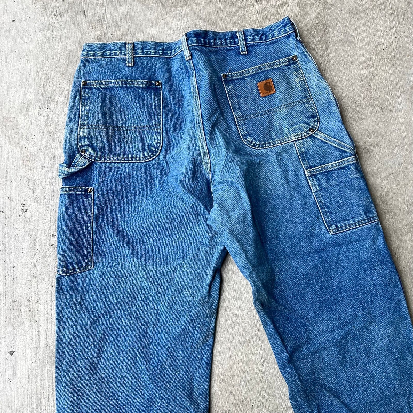 Carhartt × Vintage Carhartt blue denim jeans double knee work carpenter pants Size US 36 / EU 52 - 6 Thumbnail