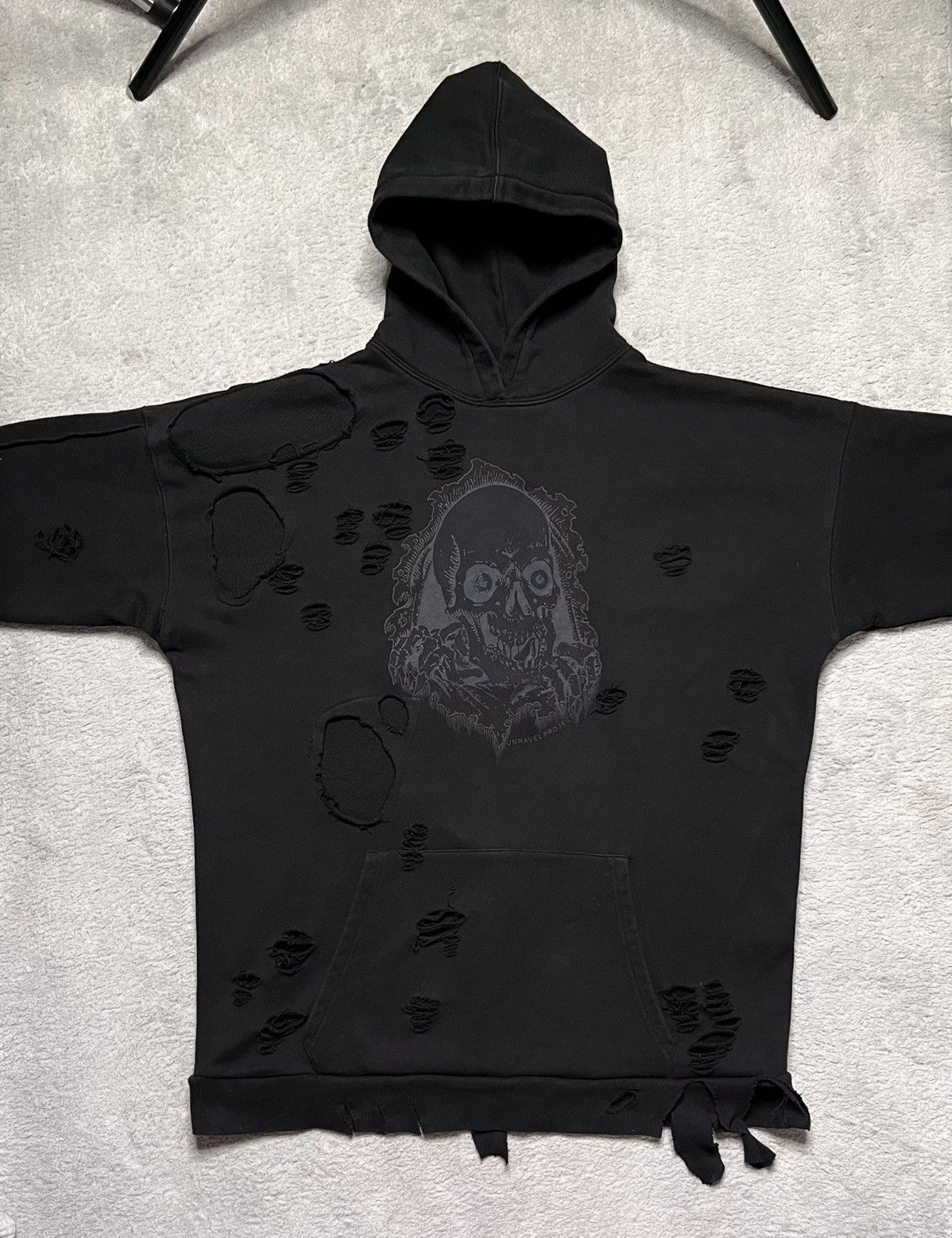 Ben Taverniti Unravel Project Vintage Black Sweatshirt Hoodie Skull Unravel Ben Taverniti Size US XL / EU 56 / 4 - 2 Thumbnail