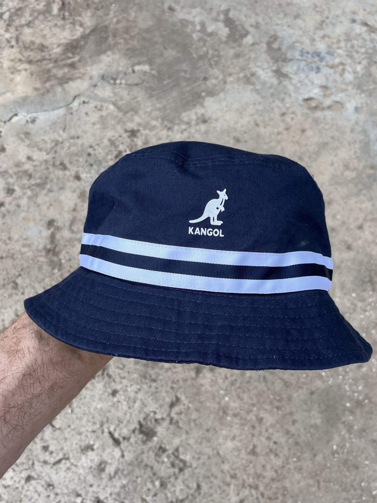 Kangol Vintage Kangol Bucket Hat Blue White Striped Avantgarde Y2K Size 38 - 1 Thumbnail