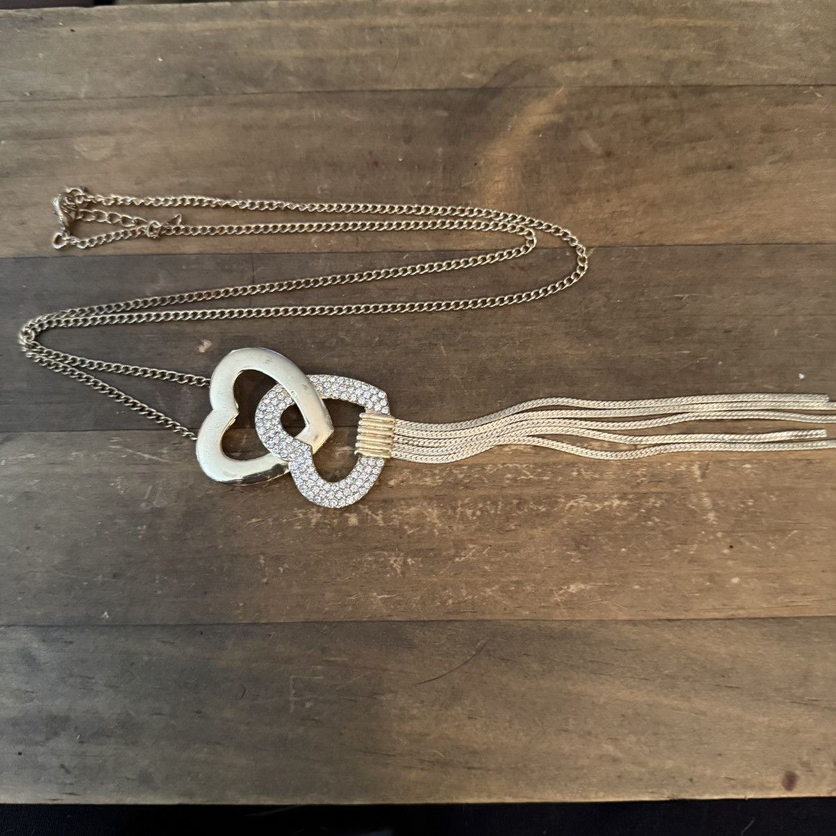 Other Gold tone intertwined hearts fringe necklace Size ONE SIZE - 3 Thumbnail