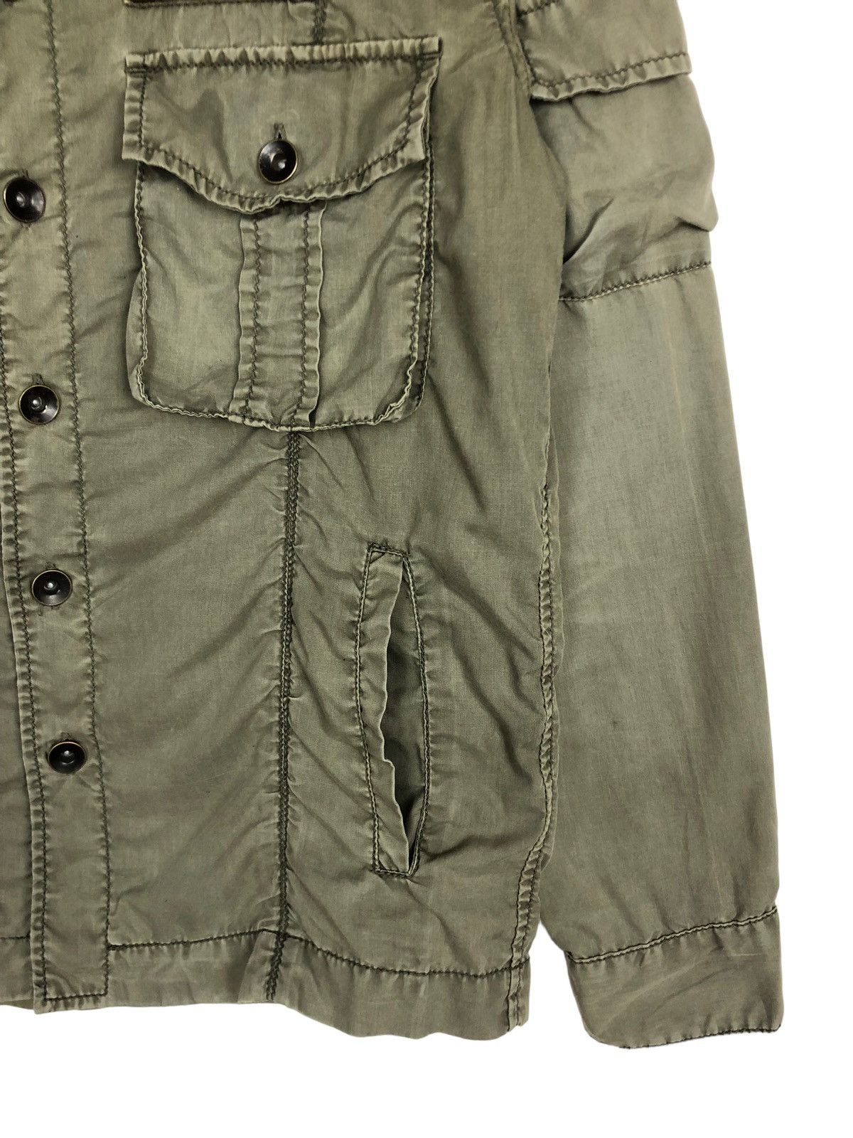 Issey Miyake × Japanese Brand × Tete Homme Vintage Tete Homme Issey Miyake Army Button Up Shirt Size US S / EU 44-46 / 1 - 4 Thumbnail