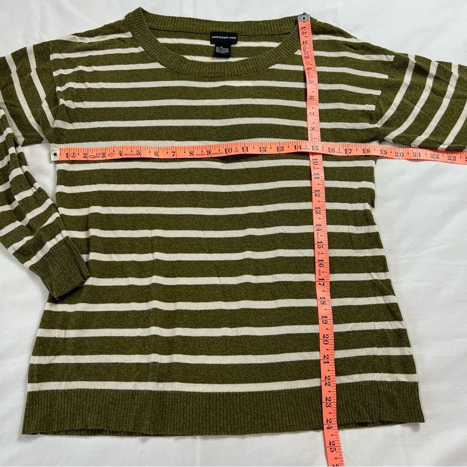 Central Park West Central Park West Women's Medium Striped Green Sweater Size M / US 6-8 / IT 42-44 - 3 Thumbnail