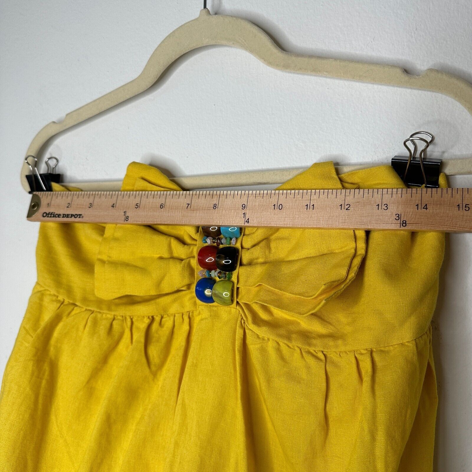 Other Twentyone Yellow Linen Sleeveless Blouson Mini Bead Bow Tie Size S / US 4 / IT 40 - 13 Thumbnail