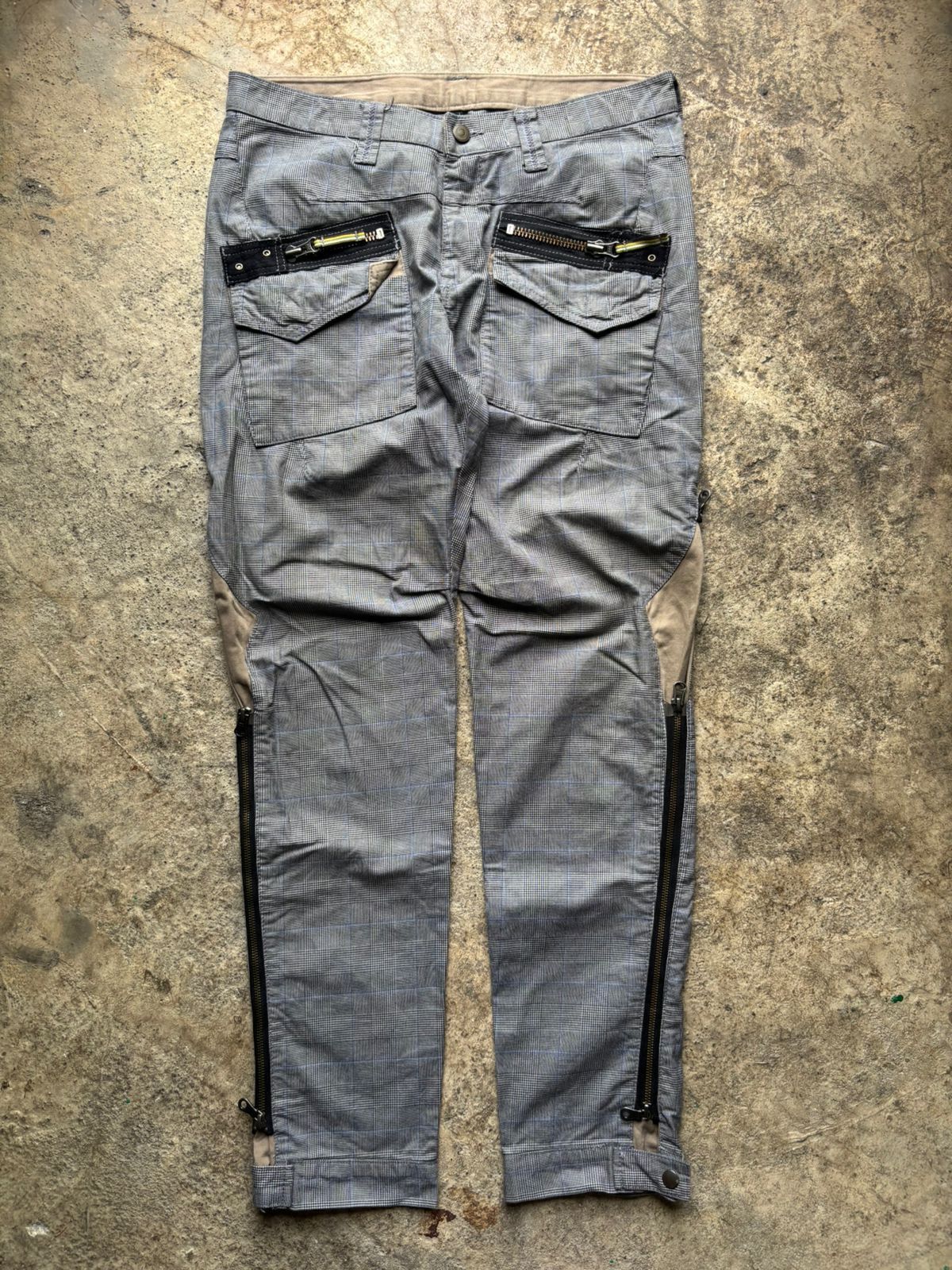 PPFM 2000s PPFM Multi Zipper Side Hybrid Adjustable Plaid Pants Size US 32 / EU 48 - 2 Thumbnail