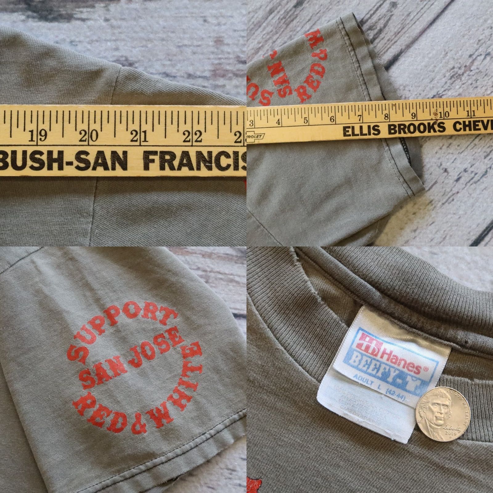 Hanes VINTAGE San Jose Support Red & White Biker Tshirt Nike Shirt Mens L Gray America’s Most Wanted Size US L / EU 52-54 / 3 - 8 Thumbnail