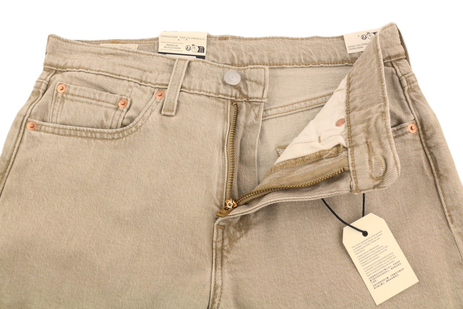 Levi's 502 W28/L32 Beige Big E Taper Zip Jeans 87078 Size US 28 / EU 44 - 4 Thumbnail